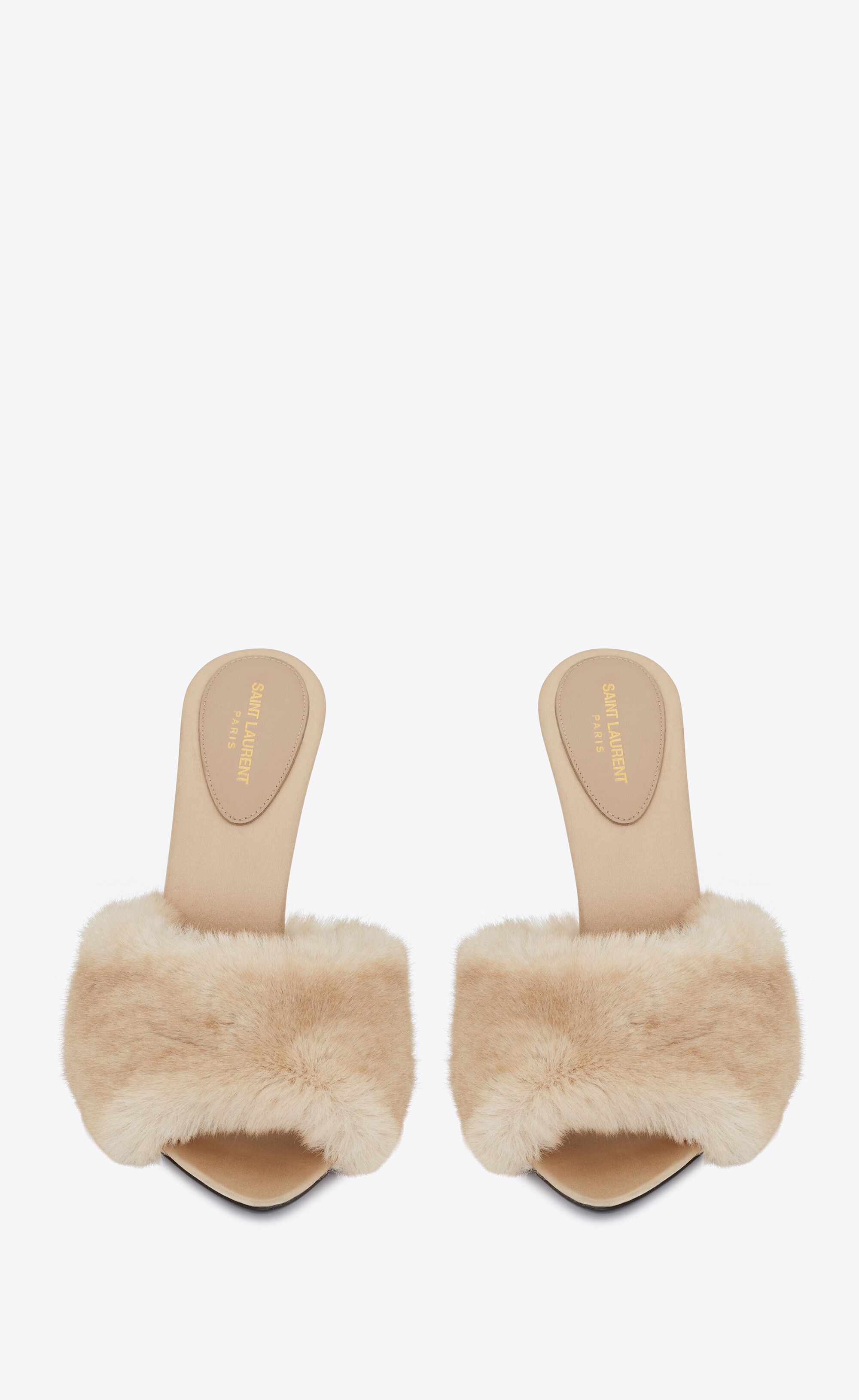 Saint Laurent Paris o1tp1o1224 La 16 Heeled Mules In Animal Free Fur in Beige Size US 9 / IT 39 - 5 Thumbnail