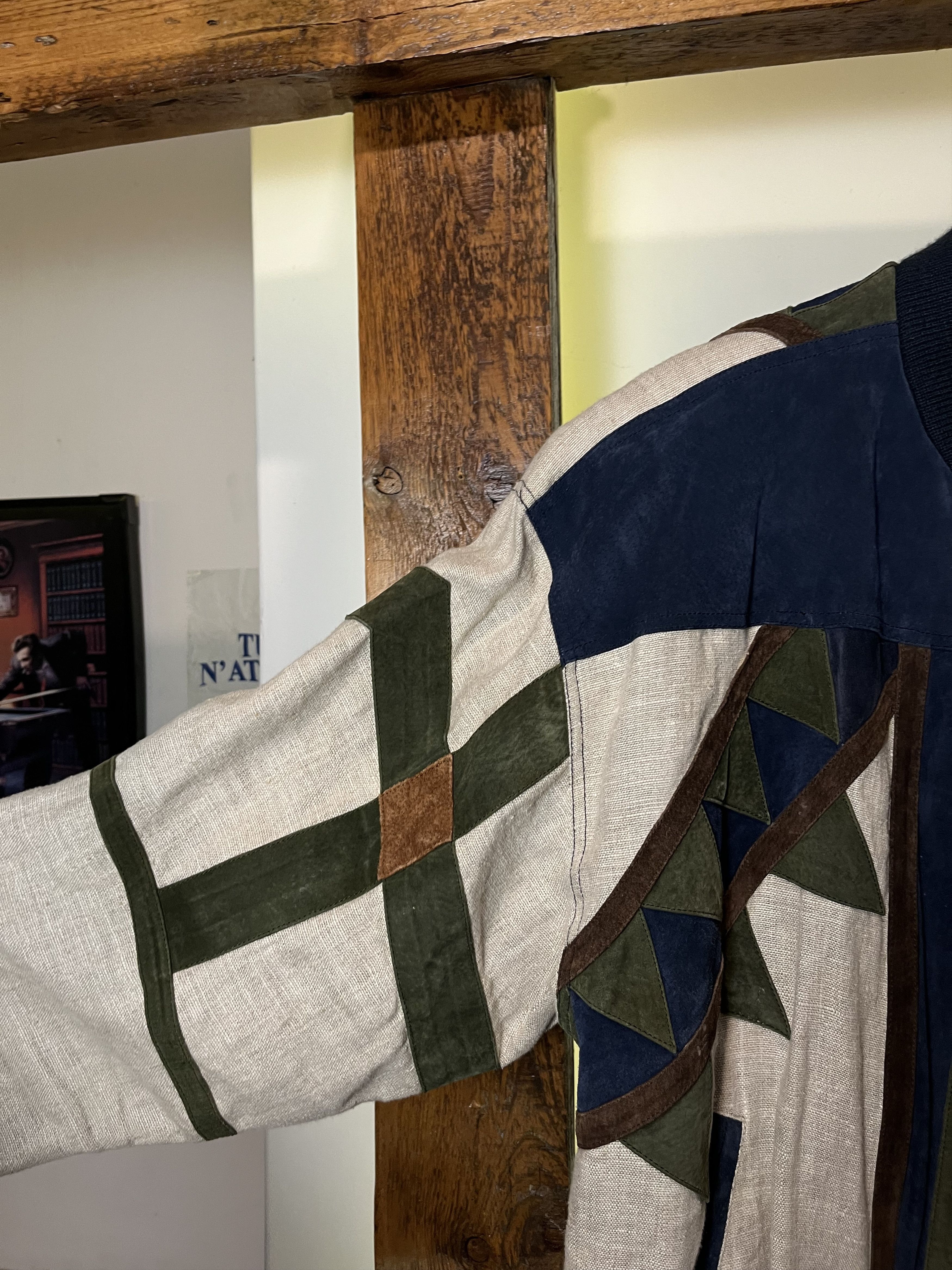 Japanese Brand Vintage 90s Aztec Leather Linen Cowboy Jacket Size US L / EU 52-54 / 3 - 5 Thumbnail