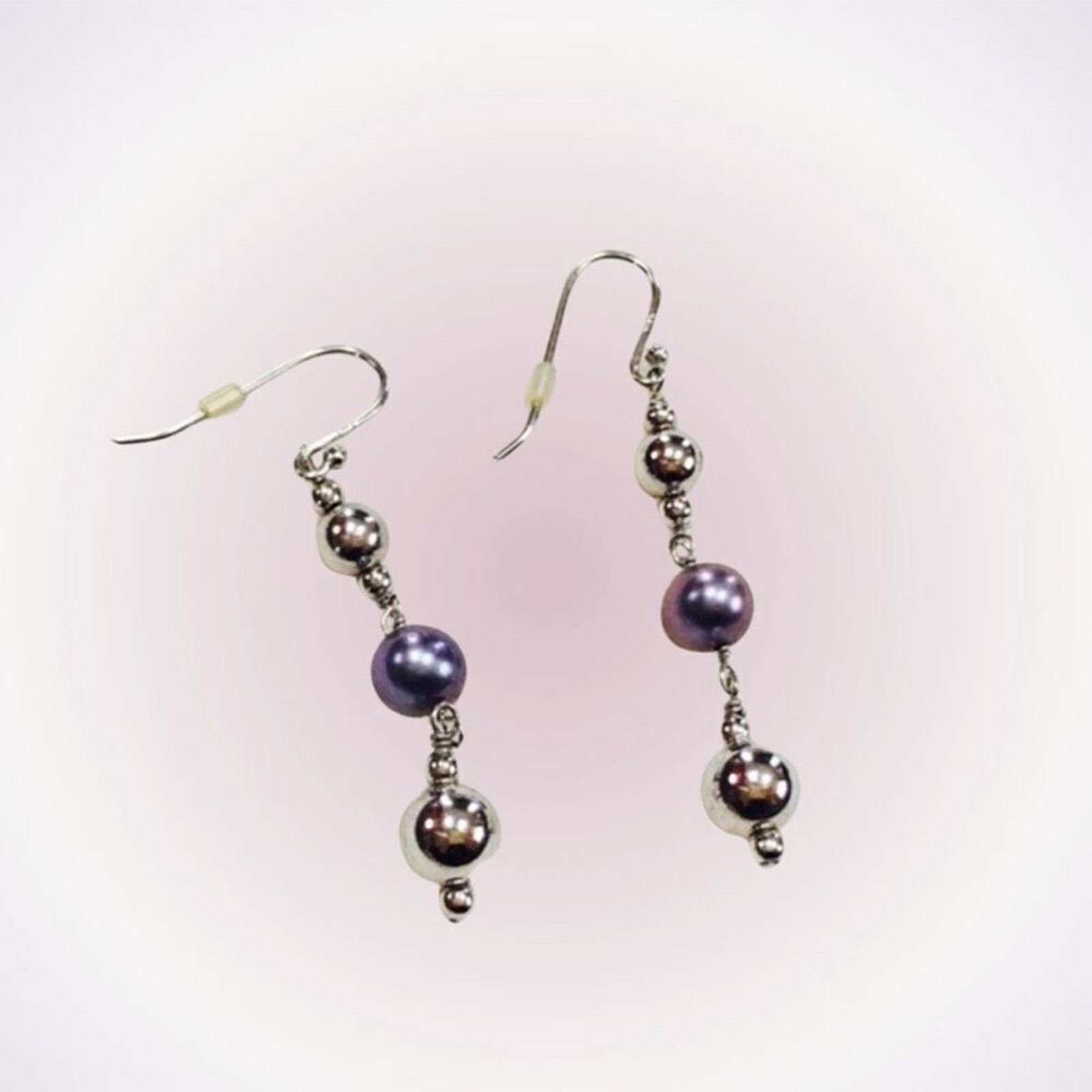Other Silver Bead and Blue Pearl Drop Earrings | Sz OS Size ONE SIZE - 1 Thumbnail