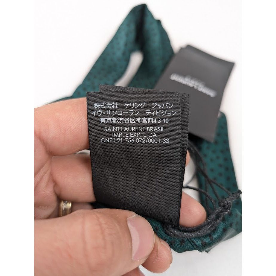 Saint Laurent Paris o1rshd1 Size: OS / Grand Ascot Pekin Seta Scarf Green/Black Size ONE SIZE - 10 Thumbnail