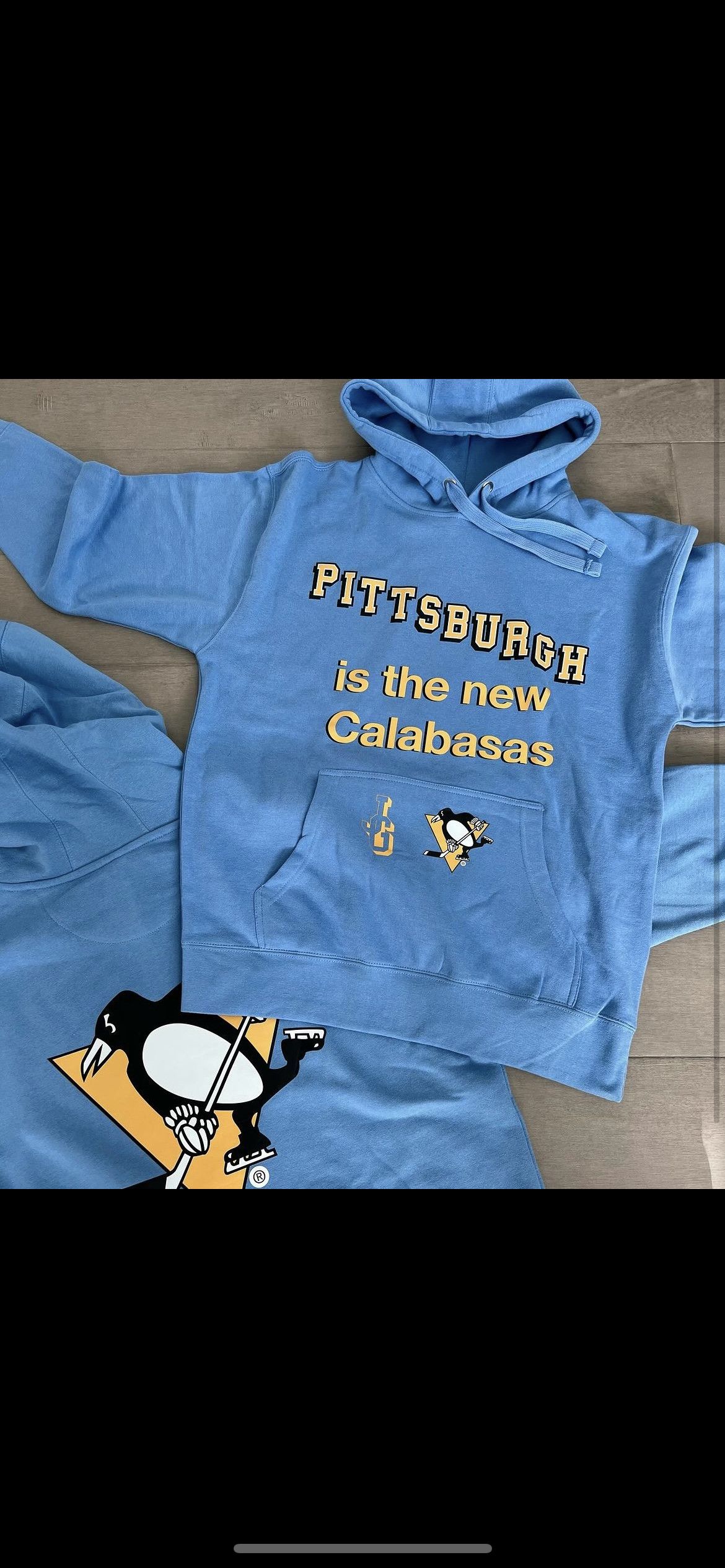 image of John Geiger Pittsburgh Is The New Calabasas Exclusive Hoodie in Light Blue, Men's (Size XL)