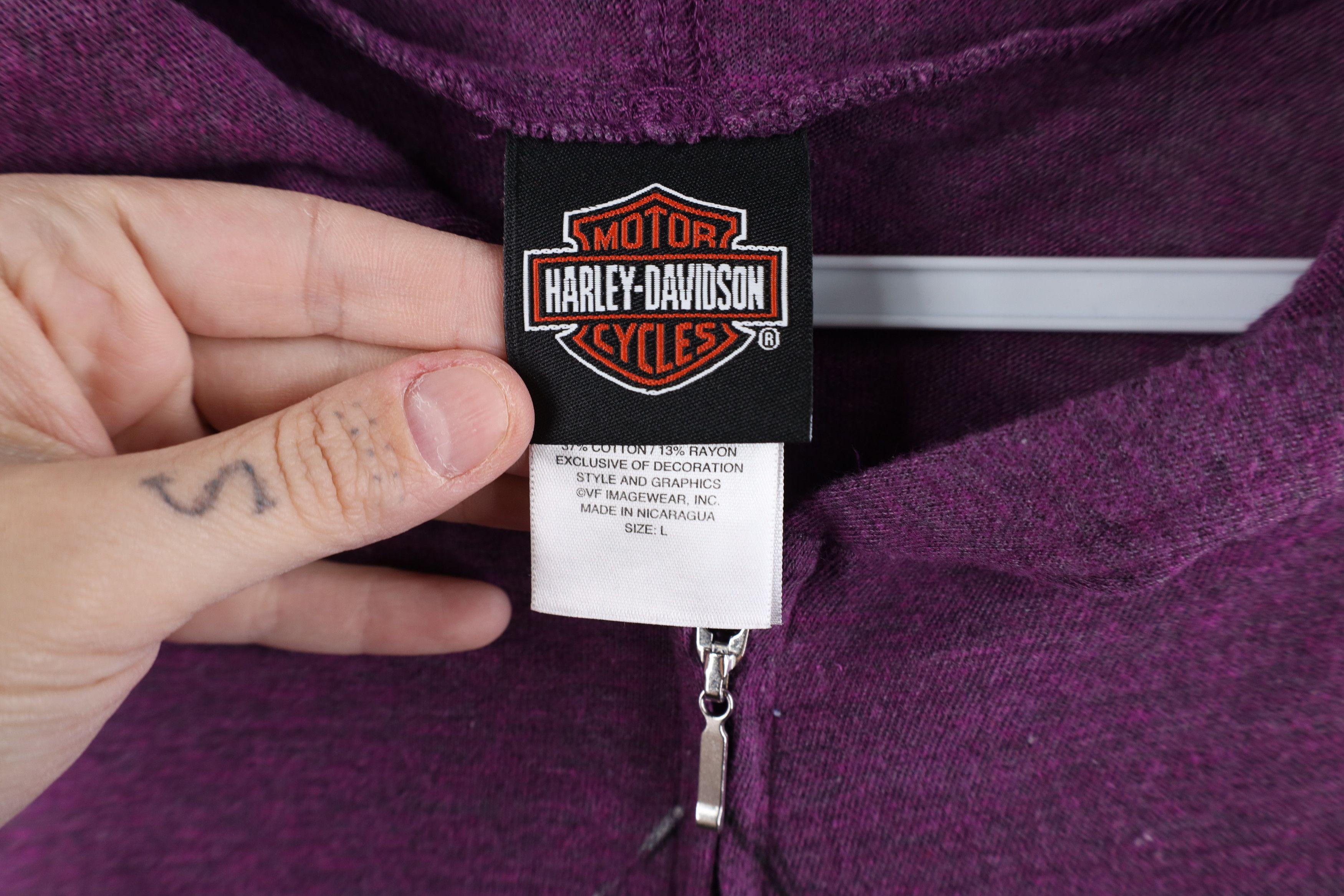 Harley Davidson × Vintage Vintage Y2K Harley Davidson Spell Chrome Jersey Knit Hoodie Size L / US 10 / IT 46 - 8 Thumbnail