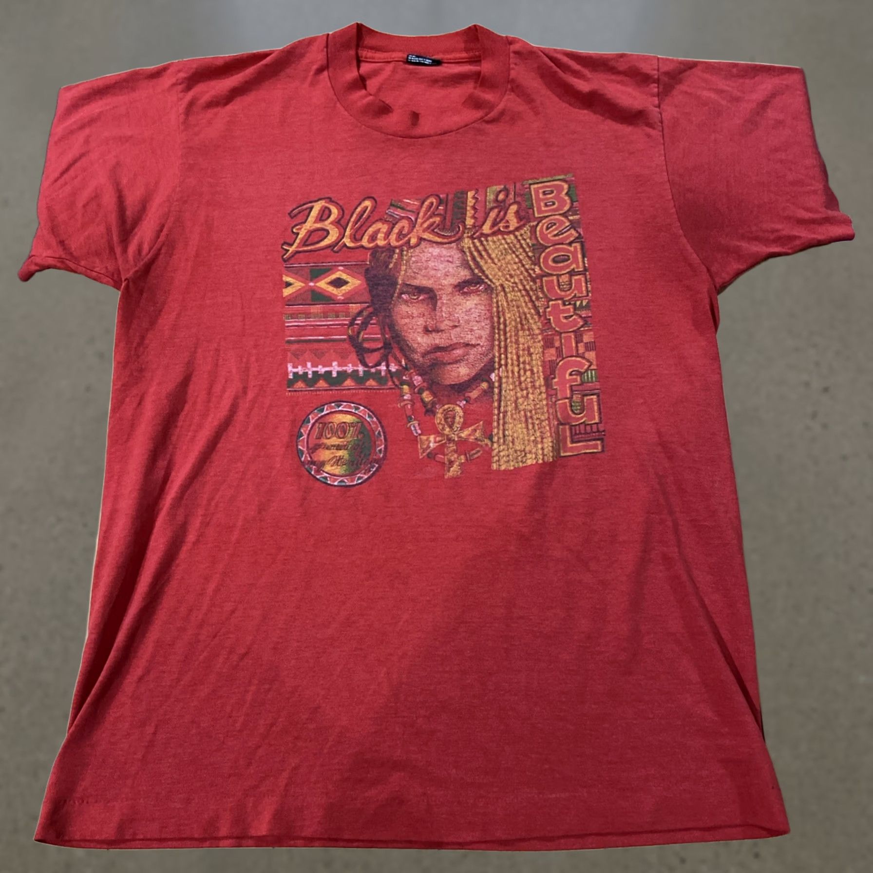 Vintage VINTAGE 1993 Black is Beautiful T-Shirt MBS LOVE UNLIMITED Size L Unisex Adults 100% Cotton Red Graphic Print Short Sleeve Crew Neck Size US L / EU 52-54 / 3 - 1 Thumbnail