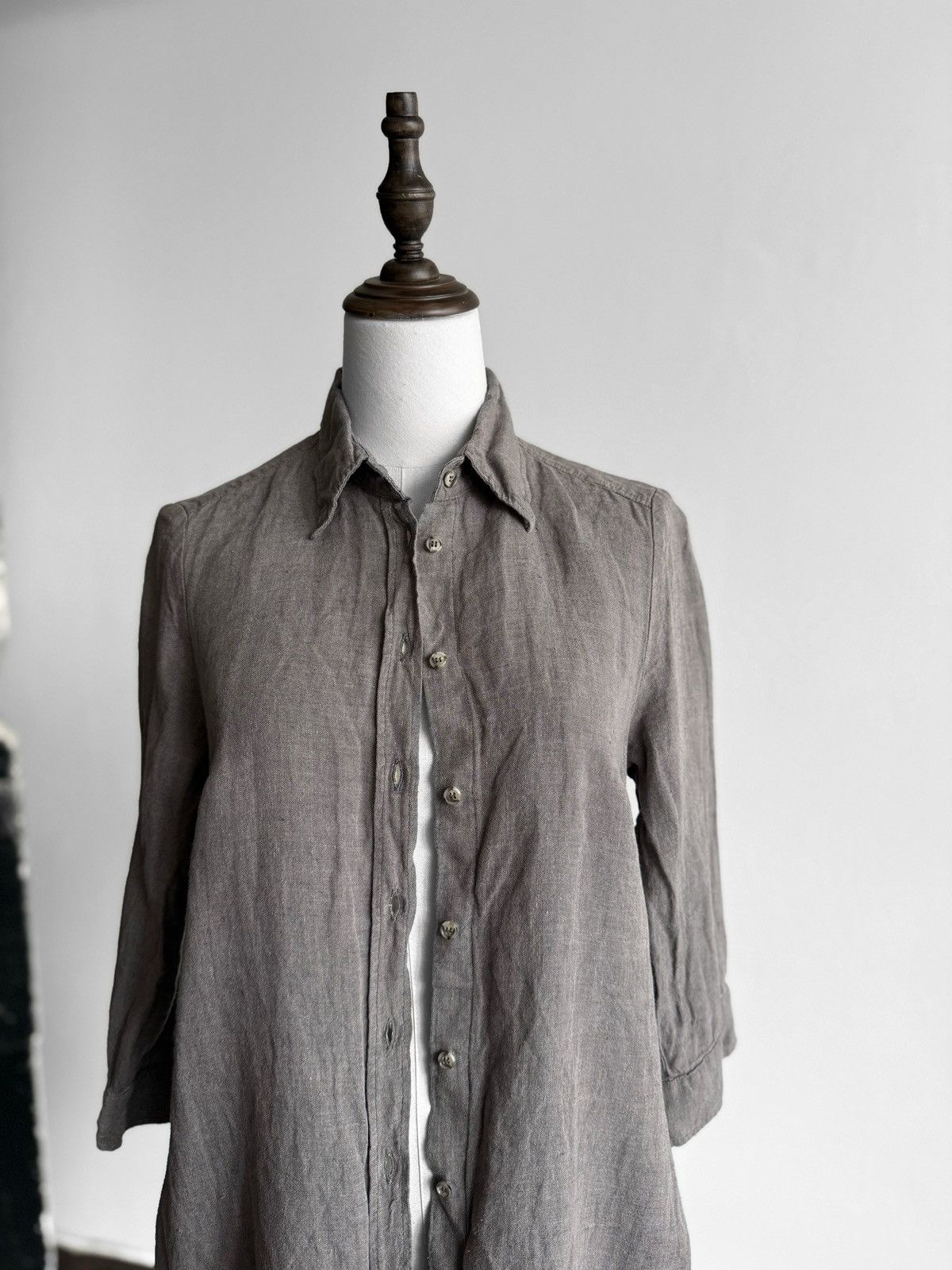Other Lumoan Womens Grey Taupe Linen Button Down Tunic Shirt Dress Size S / US 4 / IT 40 - 3 Thumbnail