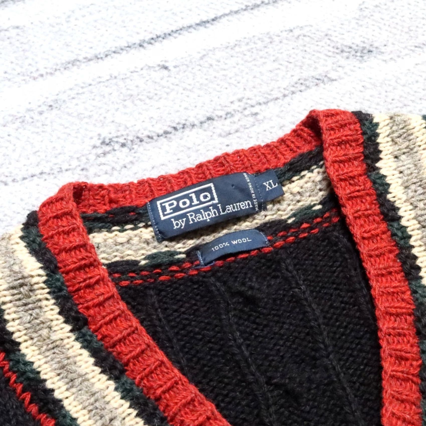 Hanes Vintage Ralph Lauren Polo by Ralph Lauren V-Neck Knit Sweater Shirt XL Black Mens VIA Size US XL / EU 56 / 4 - 7 Thumbnail