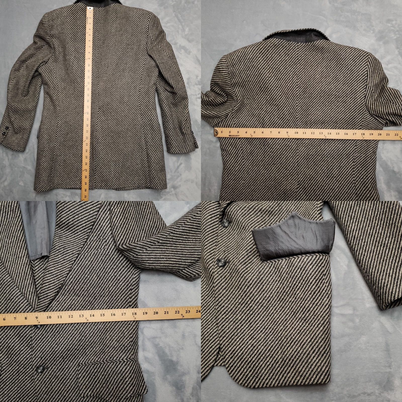 Vintage Hudsons Mens Blazer Jacket Casual Vintage Union Made in USA Western Wool Striped Brown 39 Two-Button Notch Lined Pockets Mens Size 40R - 8 Thumbnail