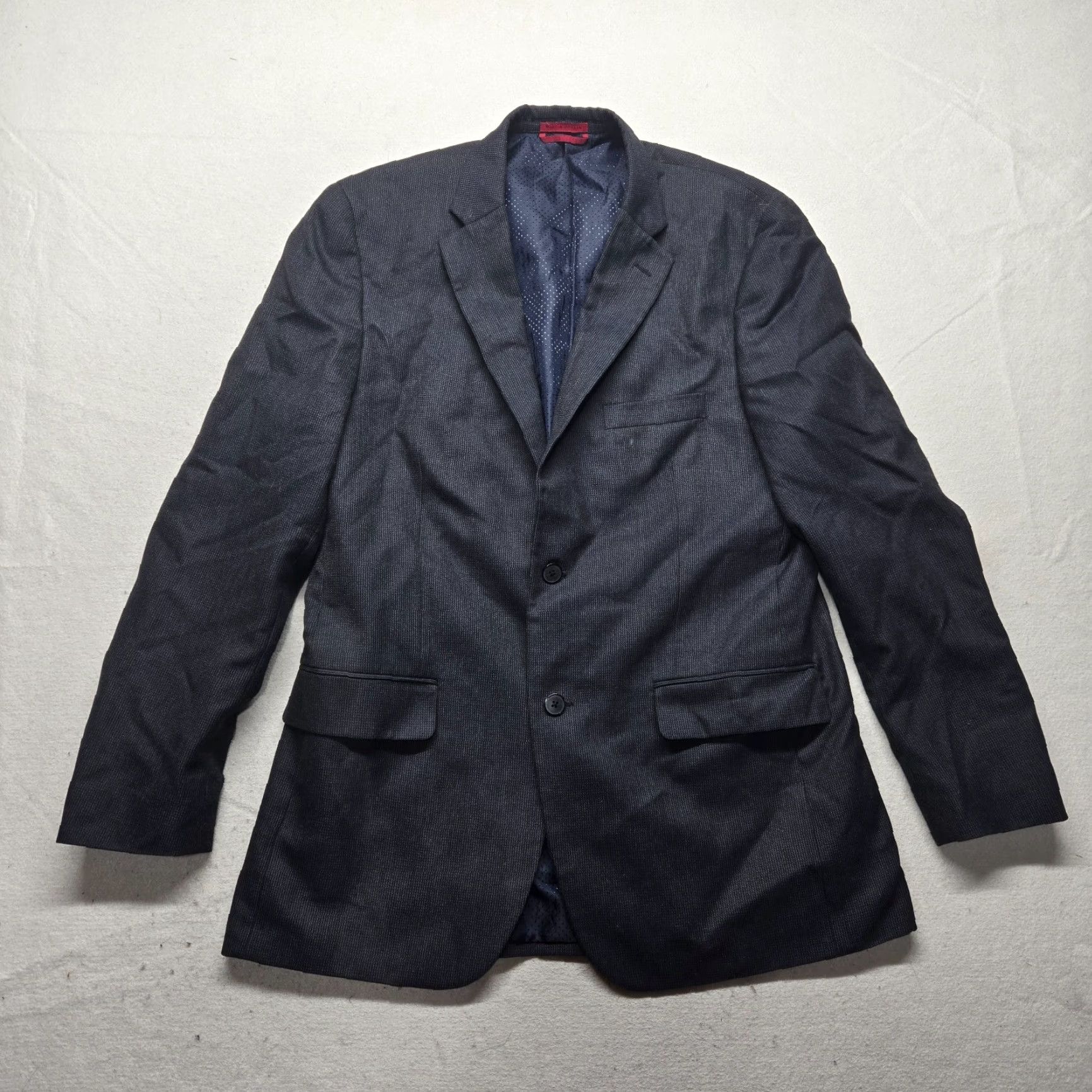 Alfani Alfani Blazer Jacket Wool 42R Regular Mens Gray Solid Business Jacket Notch Lapel Two-Button Front - Vintage? (No, not vintage) Size 42R - 4 Thumbnail