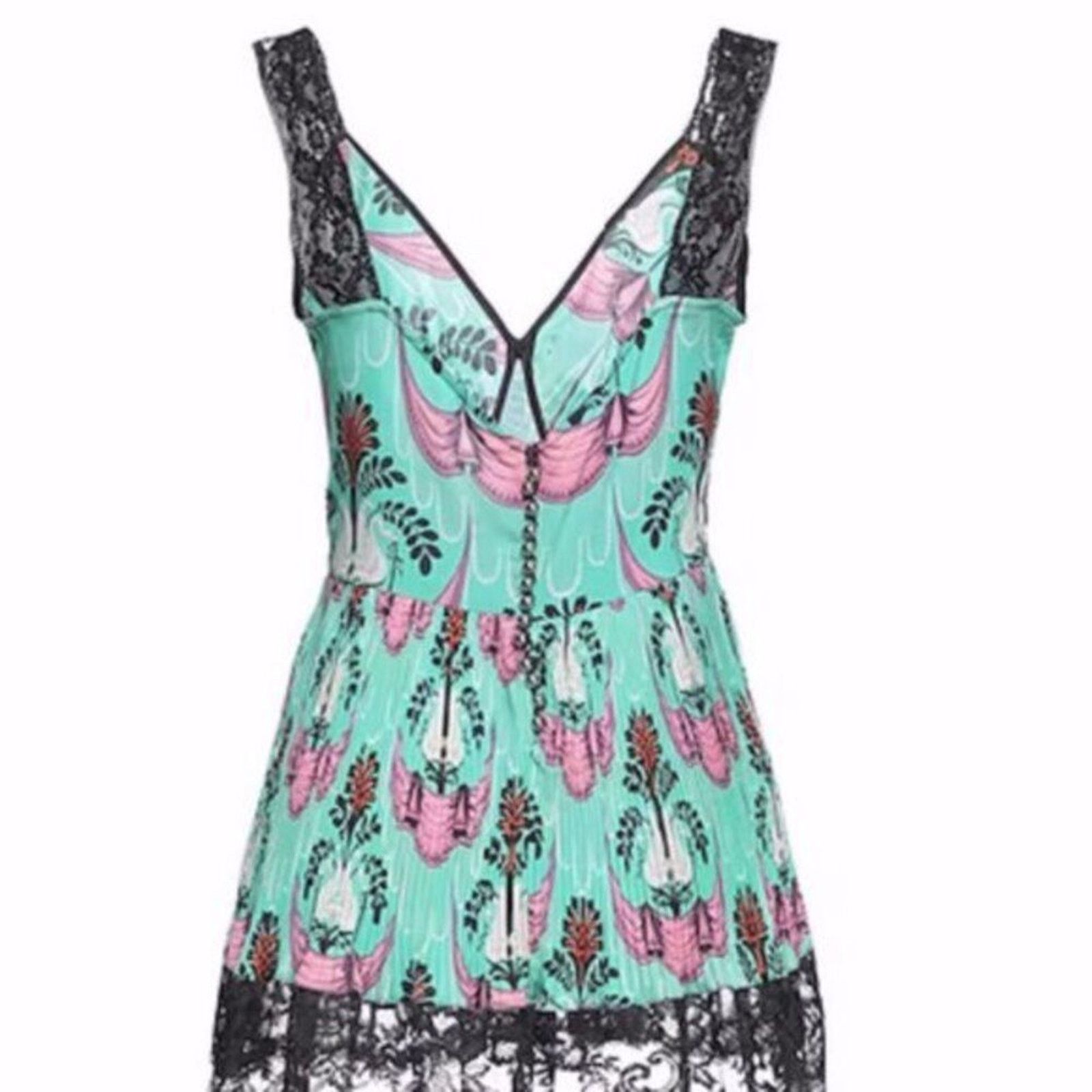 Paco Rabanne Paco Rabanne light green cami satin with lace details size 6 Size S / US 4 / IT 40 - 2 Thumbnail