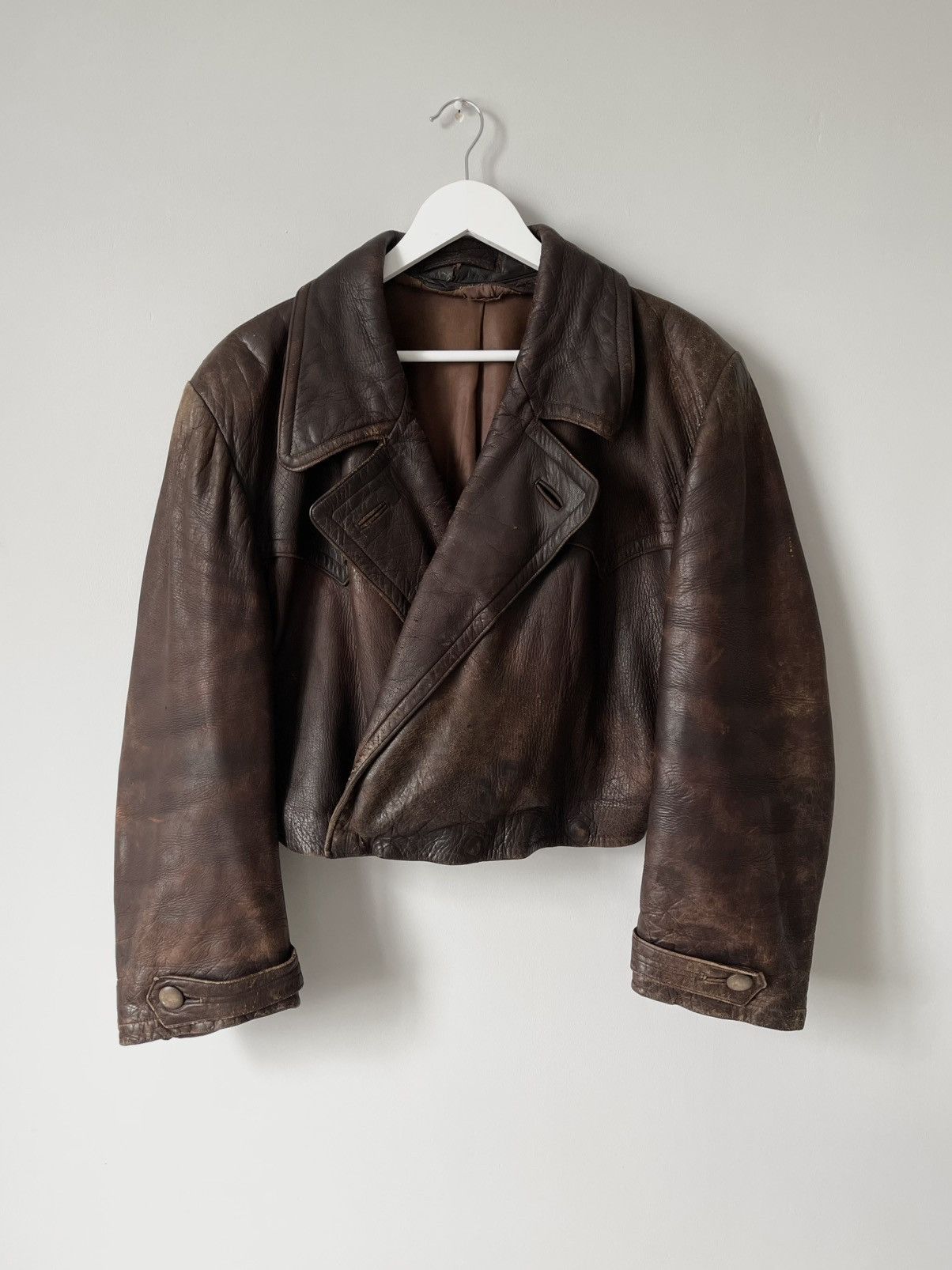 Vintage Vintage 1950's Germany Cowhide Leather Cropped Moto Jacket Size US L / EU 52-54 / 3 - 1 Thumbnail