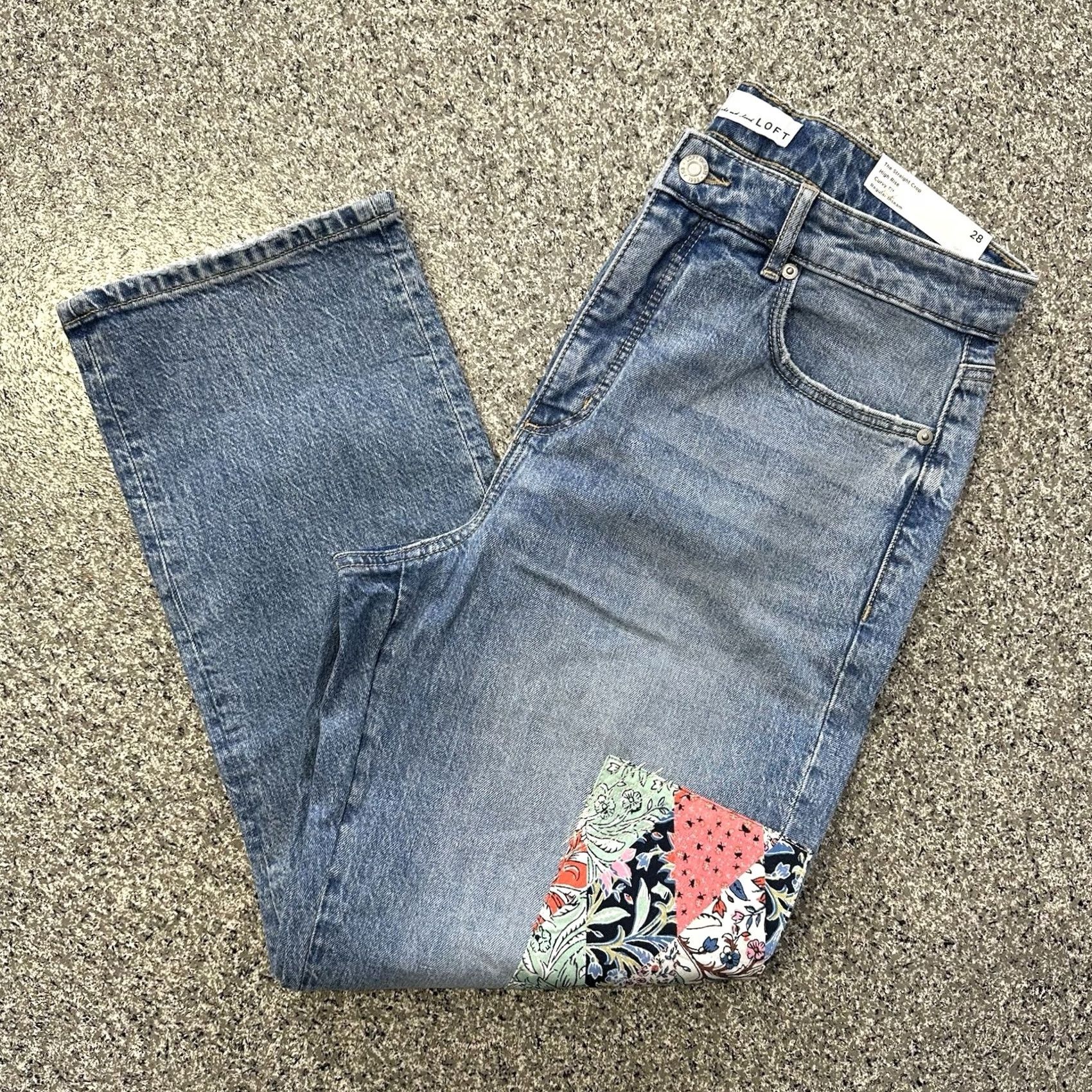 Loft LOFT Jeans Womens 6 28x27 Straight Crop High Rise Patchwork Stretch Denim Blue 5-Pocket Womens Jeans Size 28" / US 6 / IT 42 - 2 Thumbnail