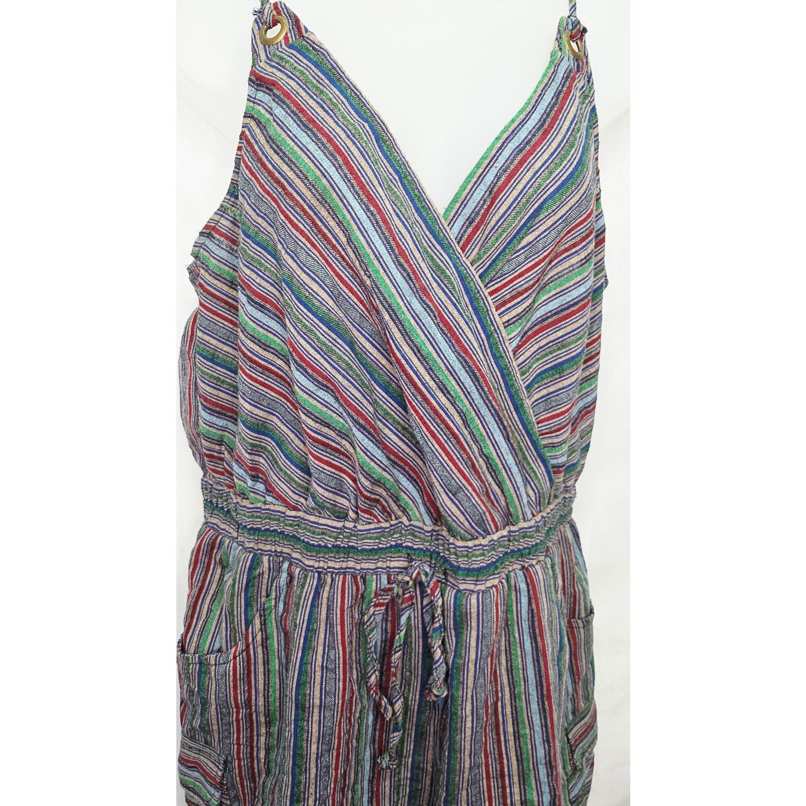 Other Wild Fable Striped Boho Romper Festival Summer Cottagecore Size L / US 10 / IT 46 - 4 Thumbnail