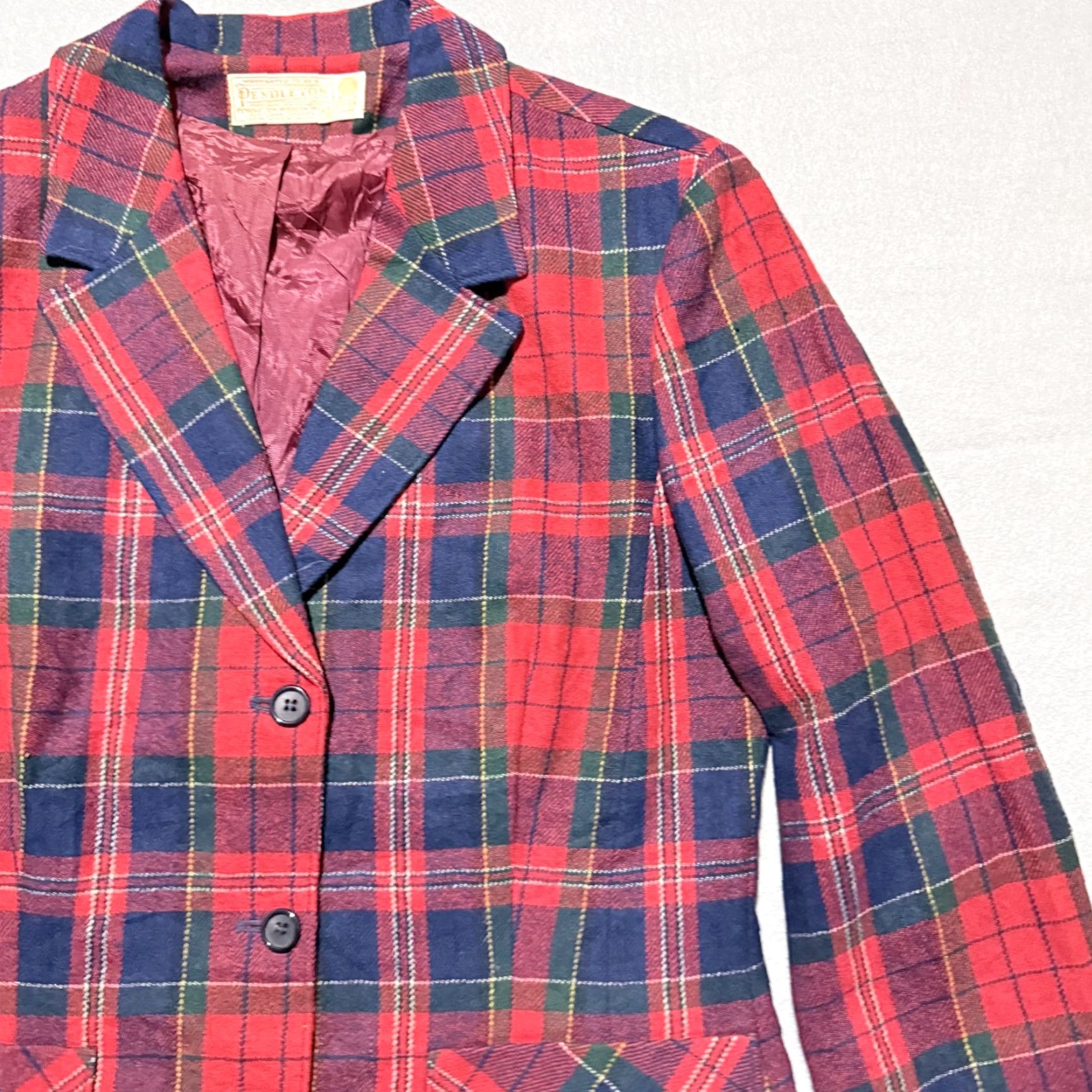 Pendleton VTG Pendleton Blazer Women Jacket Wool Red Navy Plaid USA Made 3-Button Jacket S Regular Adult Womens Size S / US 4 / IT 40 - 4 Thumbnail