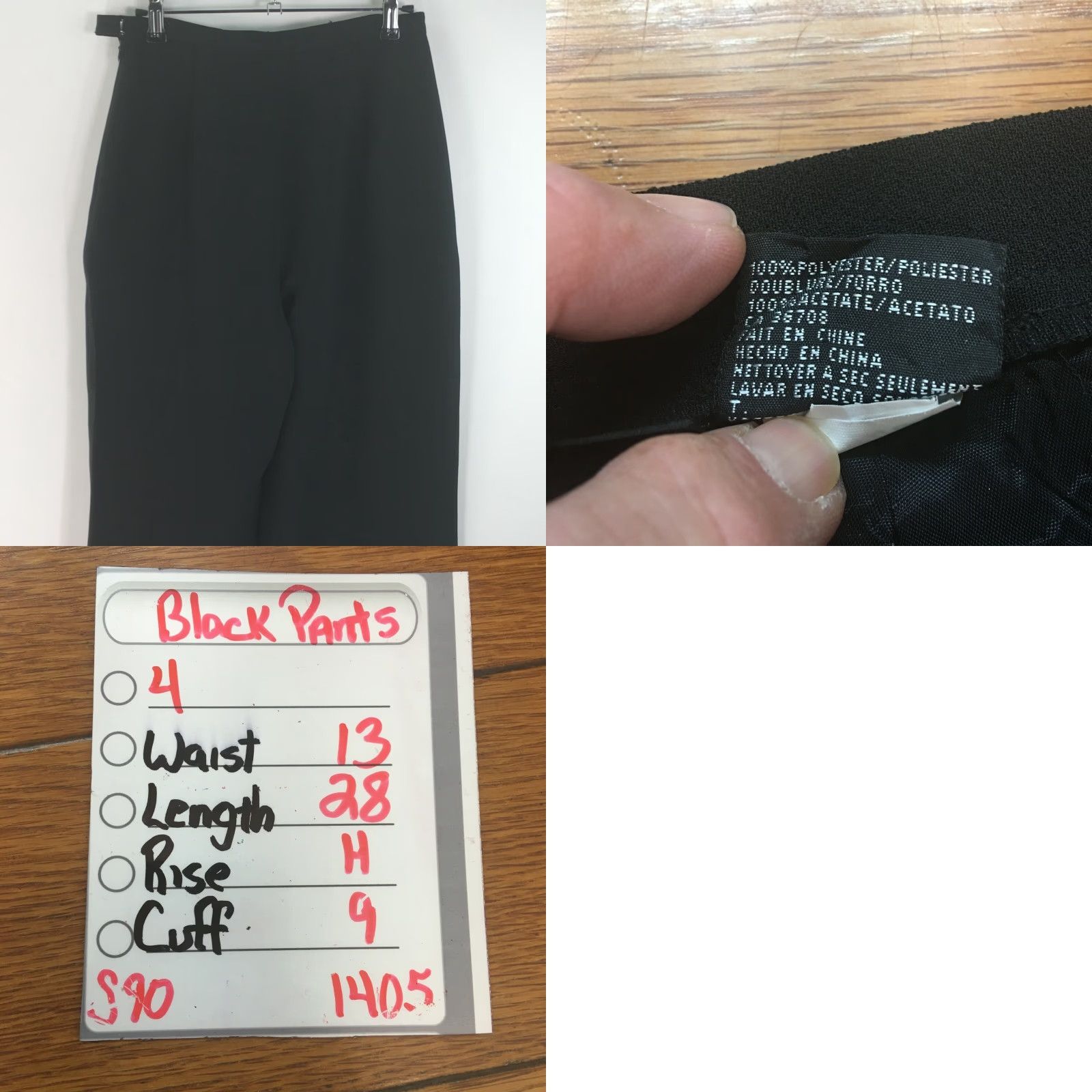 Vintage VINTAGE Womens High Rise Casual Comfort Side Zip Black Straight Pants Size 4 Size 26" / US 2 / IT 38 - 8 Thumbnail