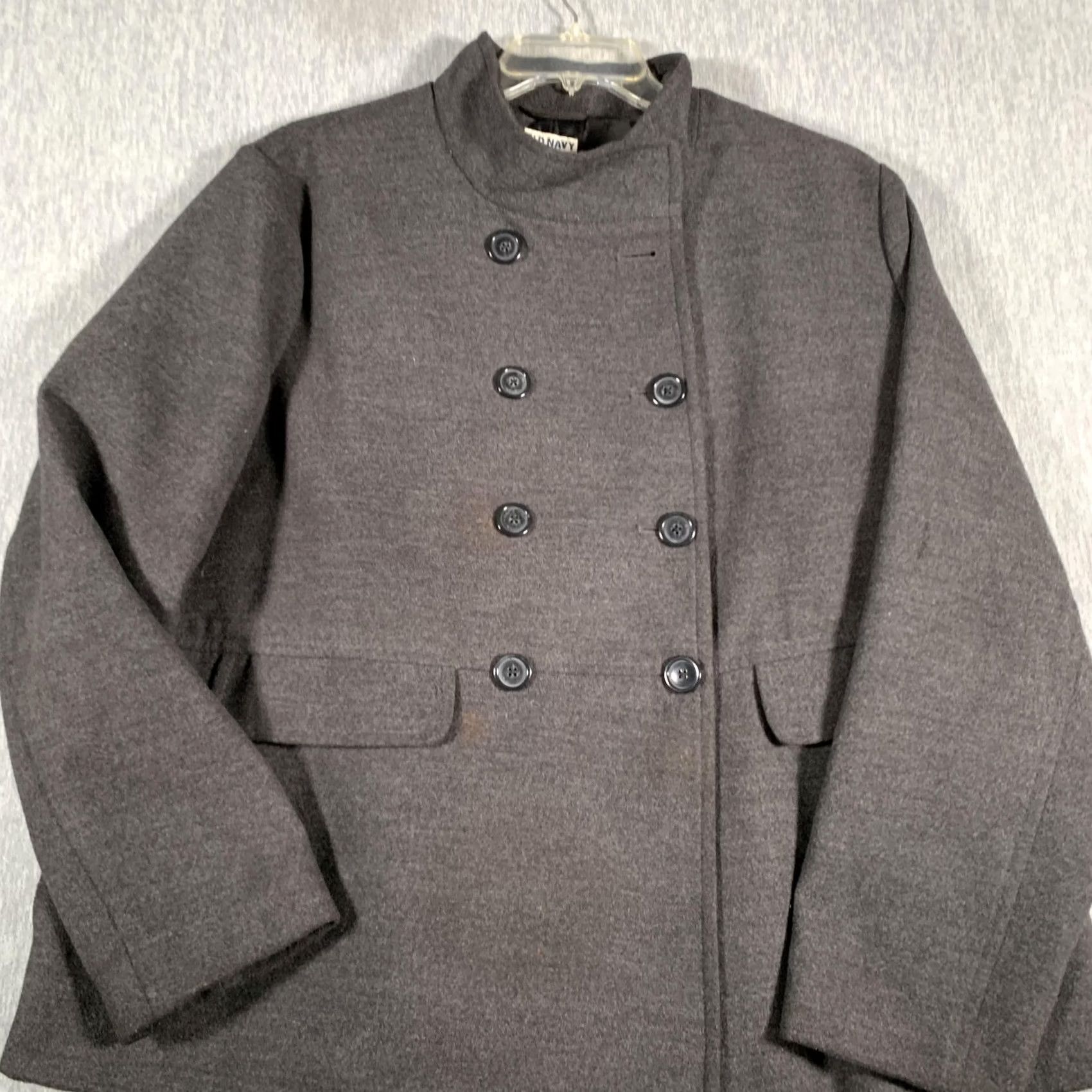 Old Navy Old Navy Womens Coat XXL Gray Double Breasted Pea Coat Wool Blend Minimaist Lined Pocket Button Front Size XXL / US 16-18 / IT 52-54 - 2 Thumbnail