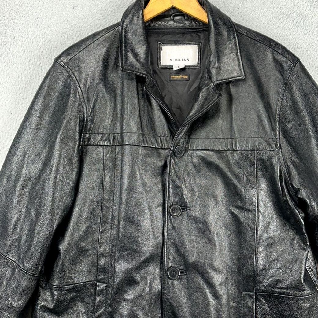 Vintage VINTAGE? No. Wilsons Leather M. Julian Moto Jacket Adult Large Black Thinsulate Button Up Men Size US L / EU 52-54 / 3 - 2 Thumbnail