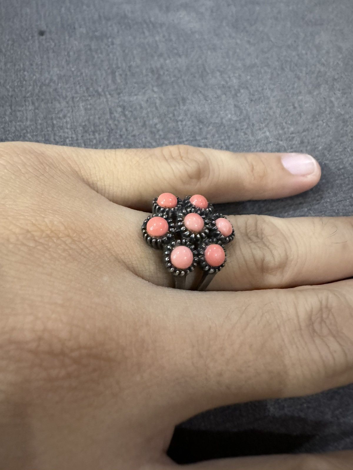 Jewelry STERLING 925 PINK CORAL STONES RING SIZE 7 Size ONE SIZE - 6 Thumbnail
