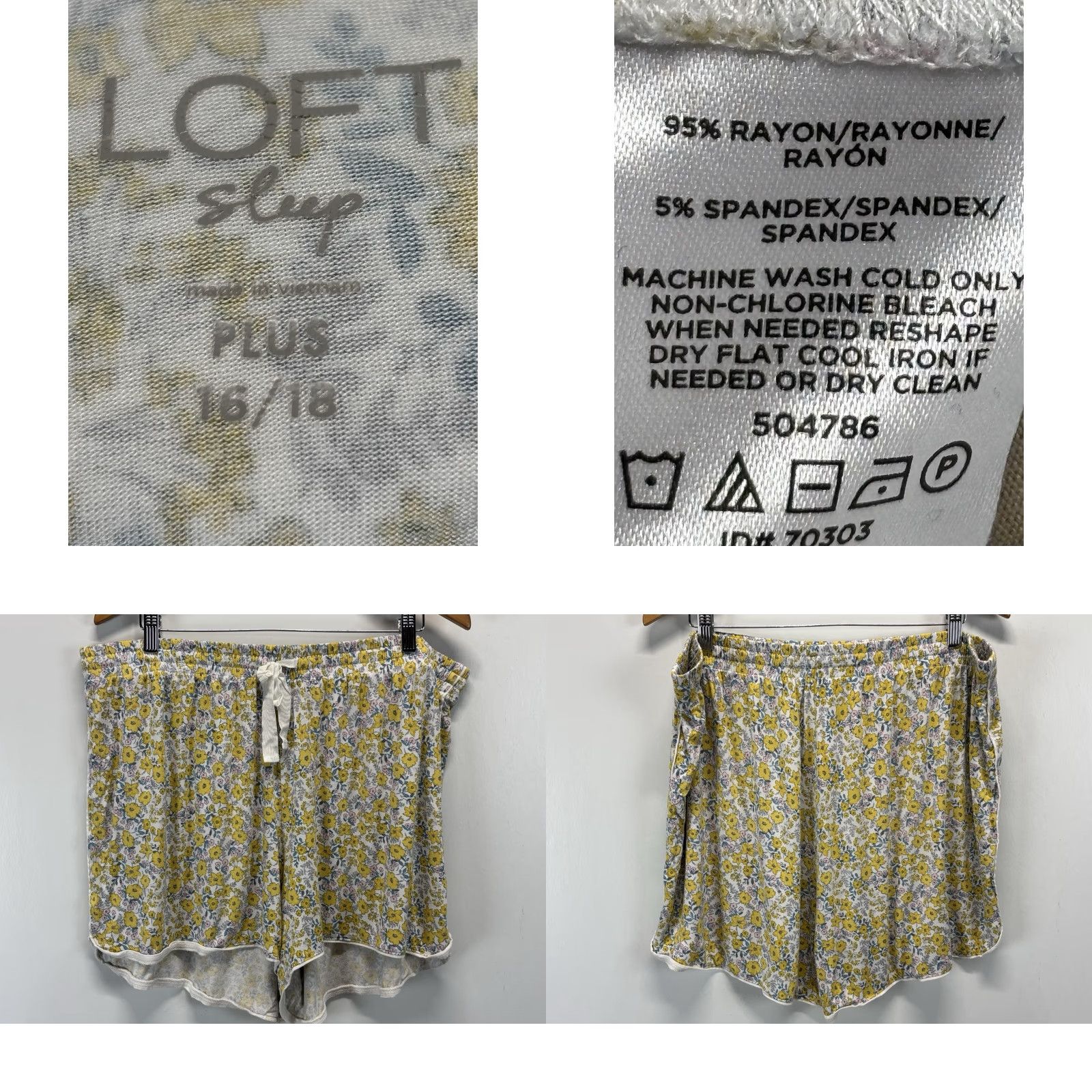 Loft VINTAGE? Wait LOFT is not vintage. So: LOFT Pajama Set | Women's Plus Size 16/18 | Short Sleeve Floral Yellow Rayon Blend 2-Piece Sleepwear Set Size 38" / US 16 / IT 52 - 8 Thumbnail
