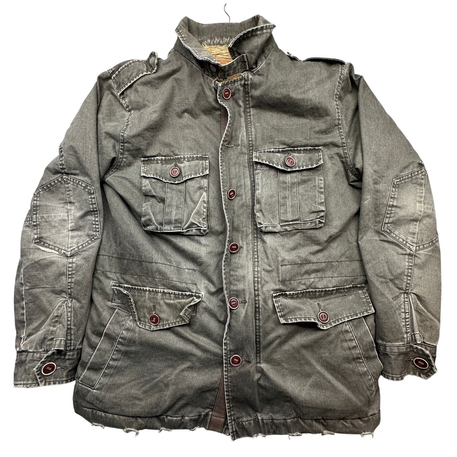 Guess Guess Jeans Military Distressed Jacket Mens Large Green M65 Size US L / EU 52-54 / 3 - 1 Thumbnail
