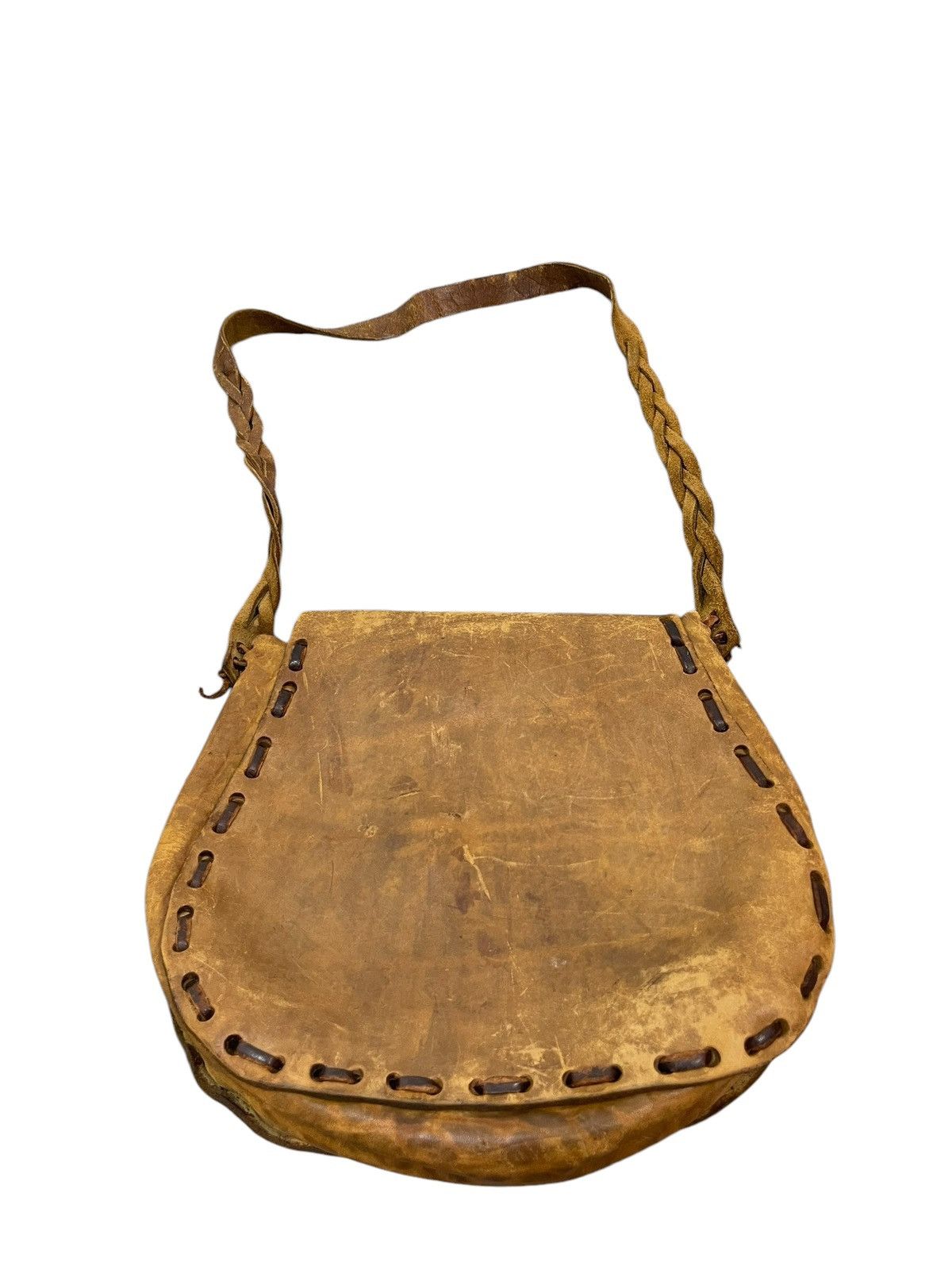 Genuine Leather Full Leather Patina Unknown Handmade Shoulder Bag 9🟩 Size ONE SIZE - 13 Thumbnail