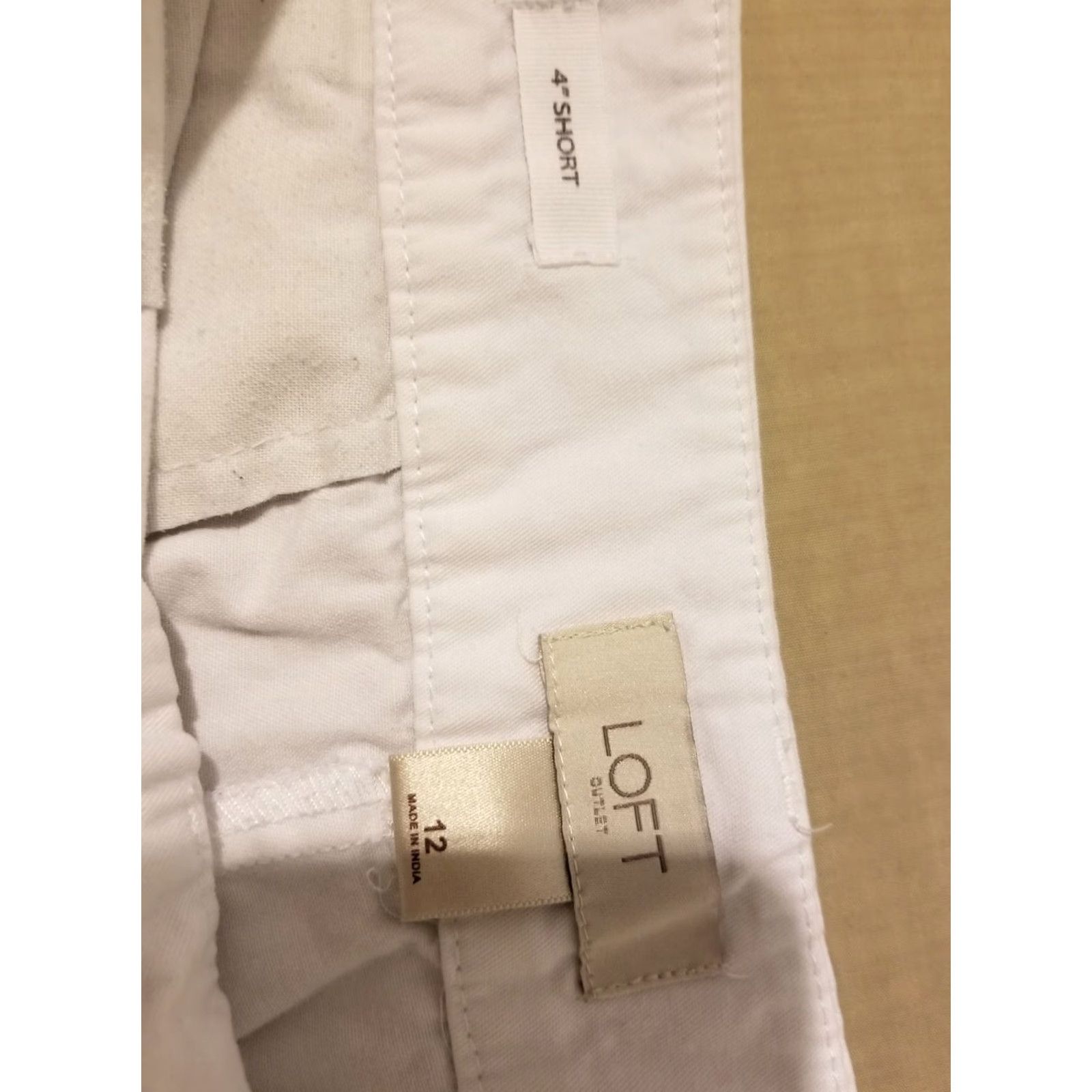 Ann Taylor Womens Ann Taylor Shorts Khaki Beige 12 Cotton Chino Regular Dress Size 34" / US 12 / IT 48 - 3 Thumbnail
