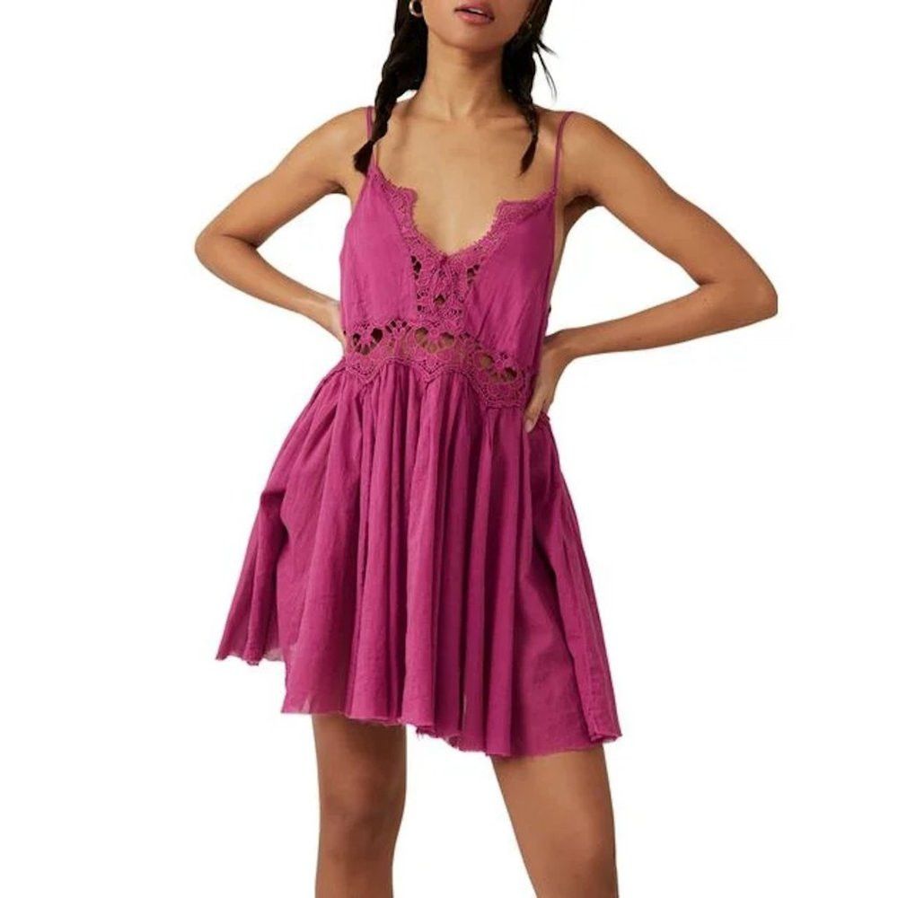 Free People NWT New Free People Ilektra Slip Cotton Mulberry Dress Size Size S / US 4 / IT 40 - 1 Thumbnail