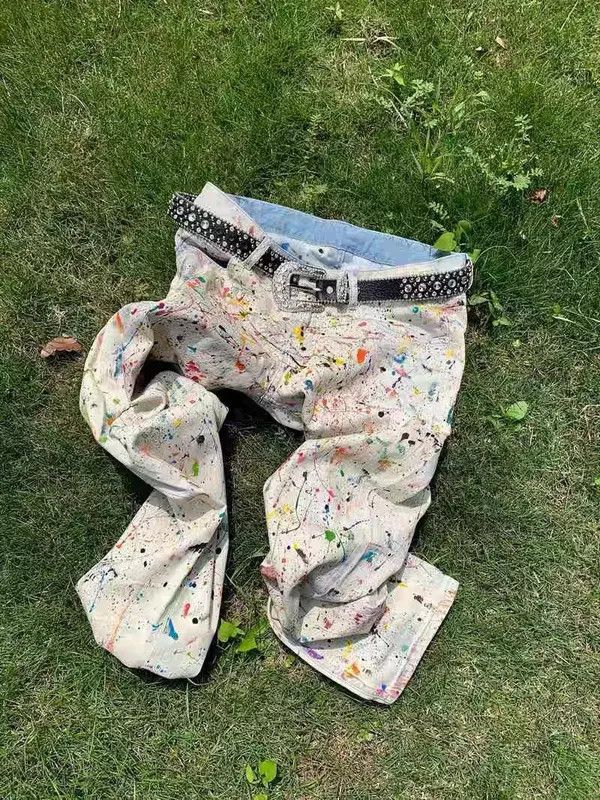 VIBE Tie-dye splash-ink distressed street bootcut jeans Size US 32 / EU 48 - 6 Thumbnail