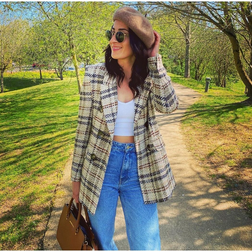 Zara ZARA Wool-Blend Double Breasted Plaid Blazer NWT Size L / US 10 / IT 46 - 16 Thumbnail