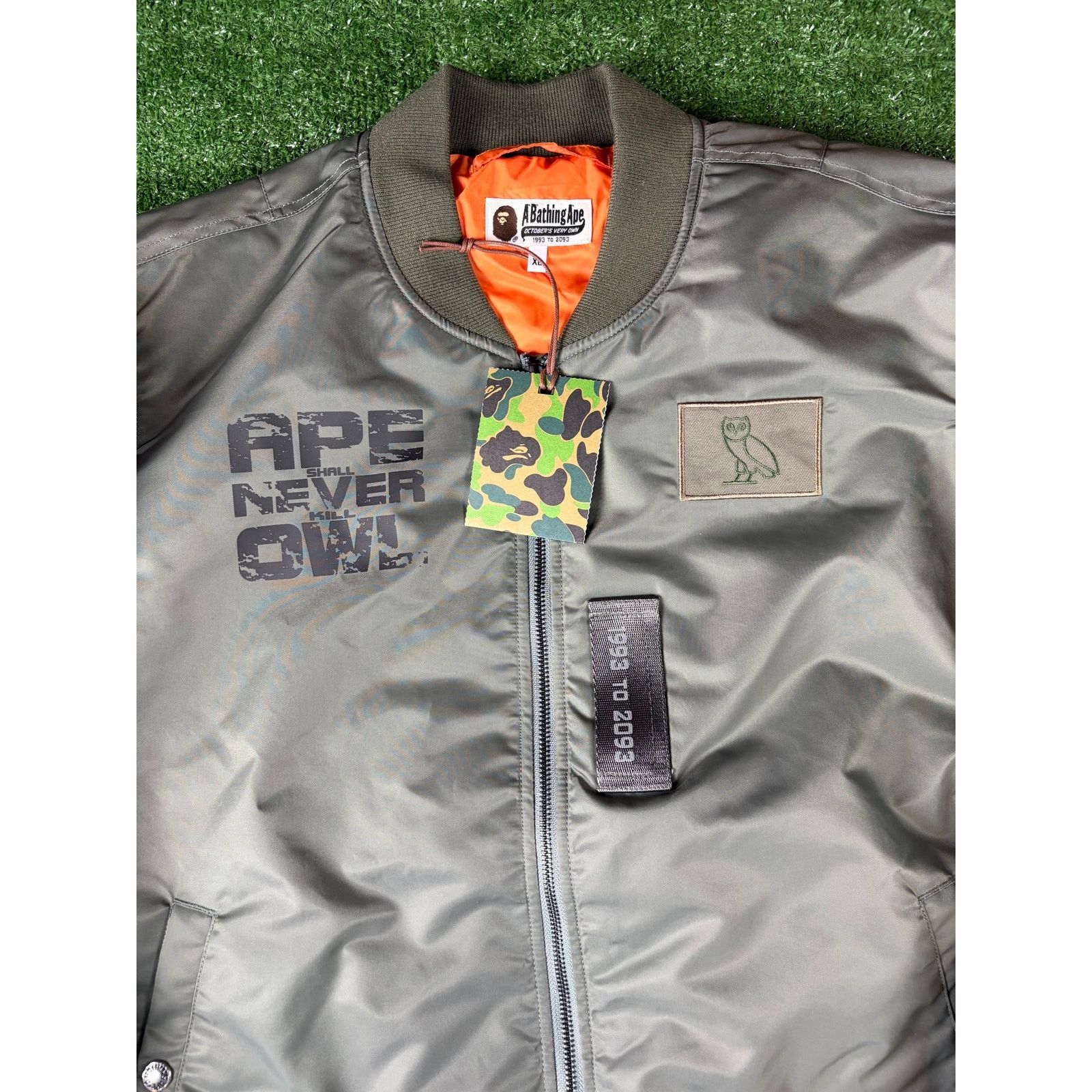 Bape Bape X OVO Dark Green MA-1 Bomber Jacket Size Large Size US L / EU 52-54 / 3 - 6 Thumbnail