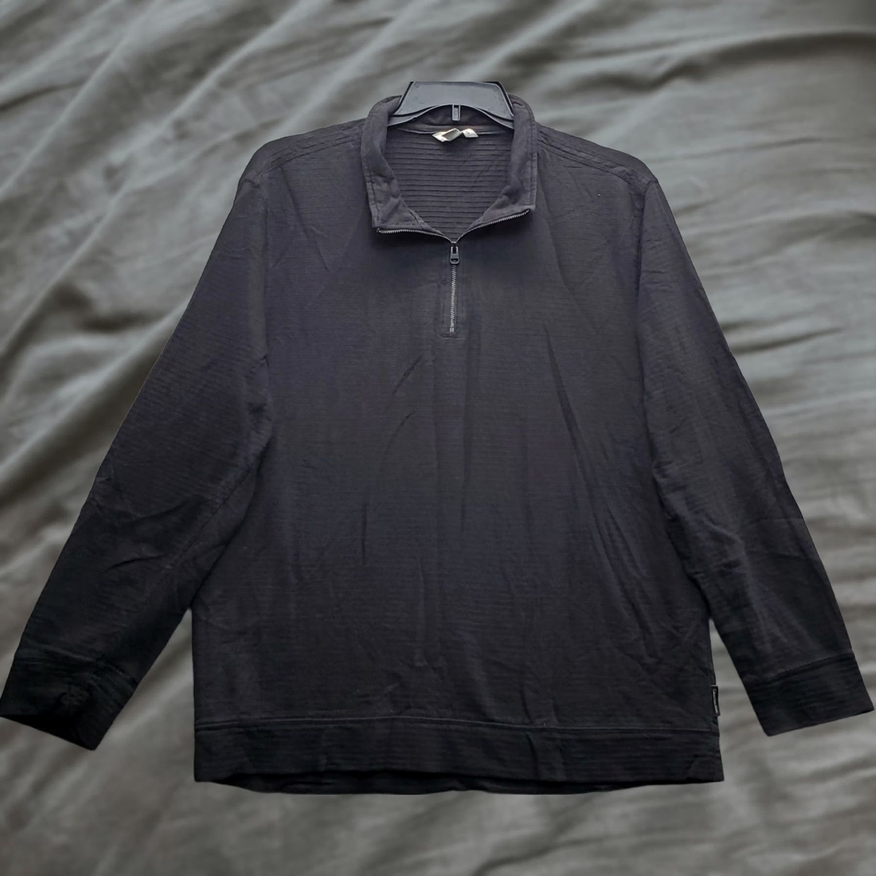 Calvin Klein Calvin Klein Mens XL Black Raglan Sleeve Mock Neck Quarter Zip Sweatshirt Size US XL / EU 56 / 4 - 1 Thumbnail