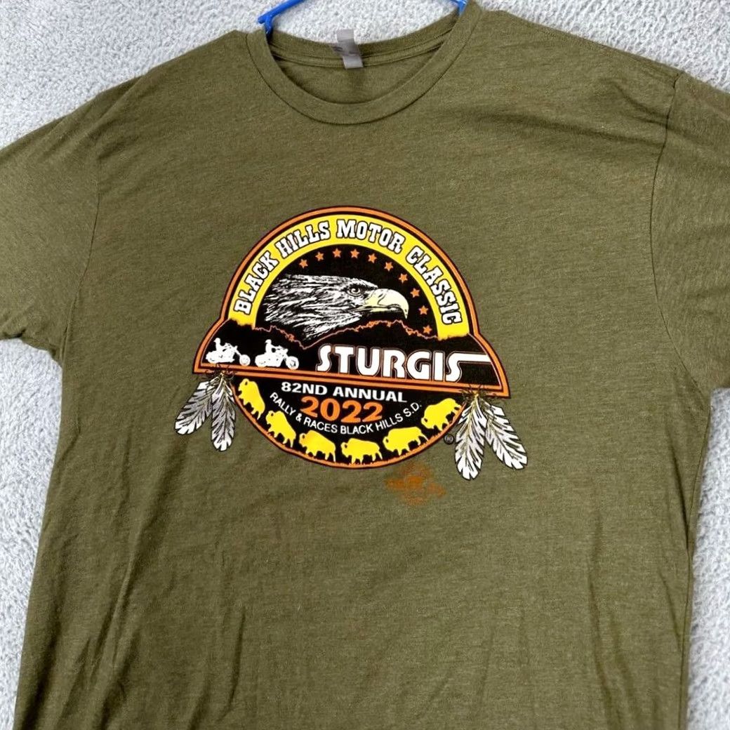 Next Level Nike Shirt Adult XL Green Sturgis Motorcycle Rally Tee Next Level Apparel Men Size US XL / EU 56 / 4 - 7 Thumbnail