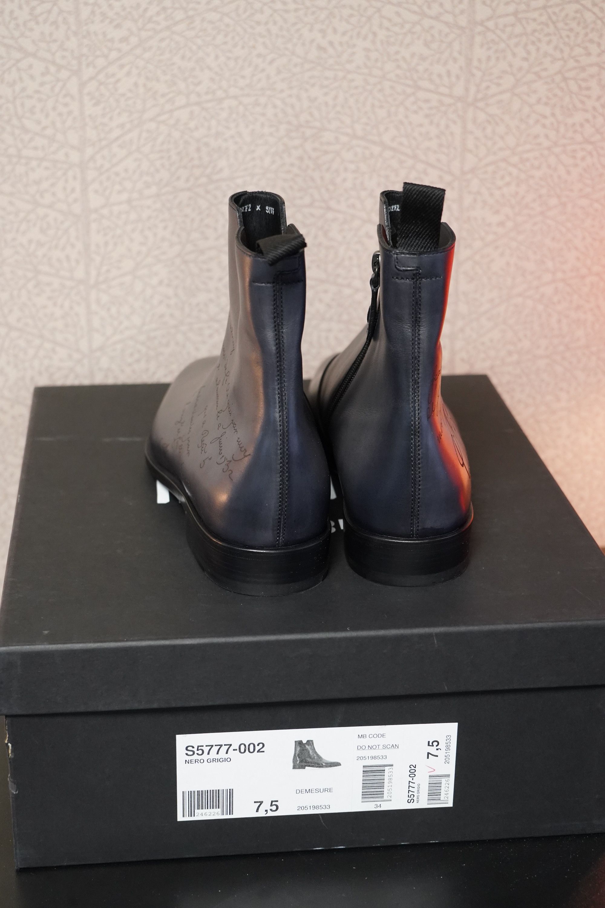 Berluti Berluti Demesure Scritto Leather Chelsea Boots Nero Grigio Size US 8.5 / EU 41-42 - 4 Thumbnail