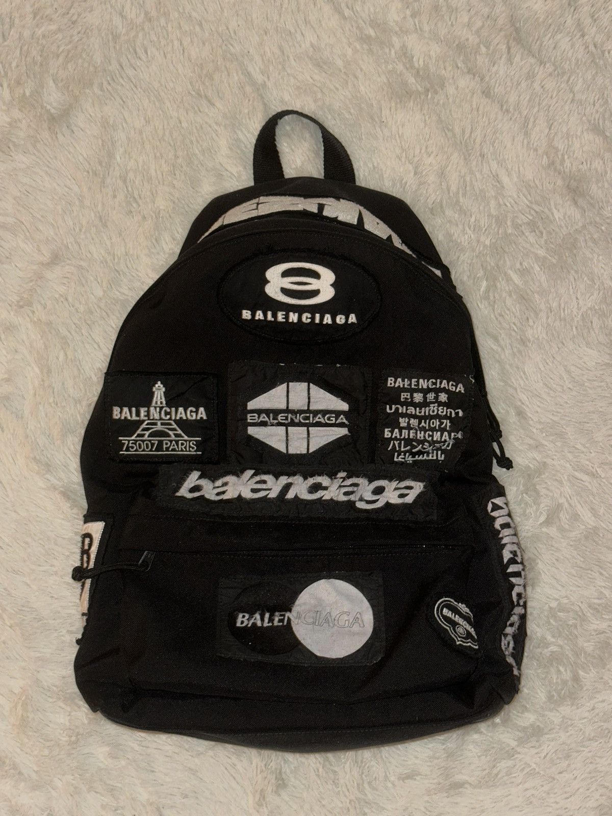 image of Balenciaga Explorer Logo-Patch Backpack in Black, Men's