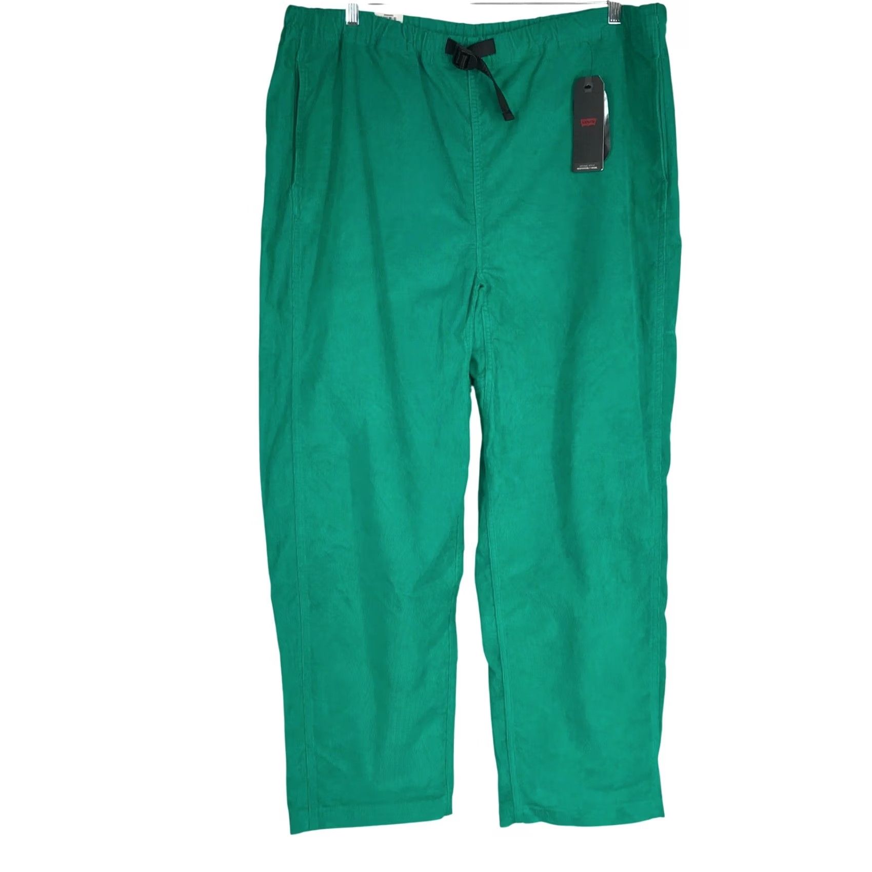 Levi's Levi's Mens Green Corduroy Jogger Pants XXL Loose Drawstring Waist High Rise Front Flat Front Pocket Logo Size US 39 - 2 Thumbnail