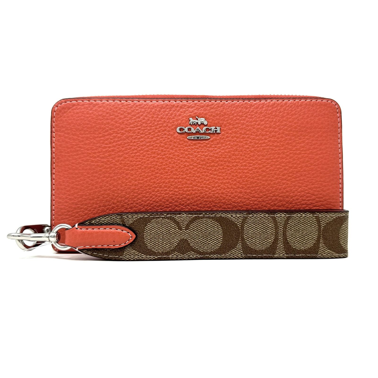 Coach Coach Long Zip Around Wallet Signature Canvas Orange CK427 Size ONE SIZE - 1 Thumbnail