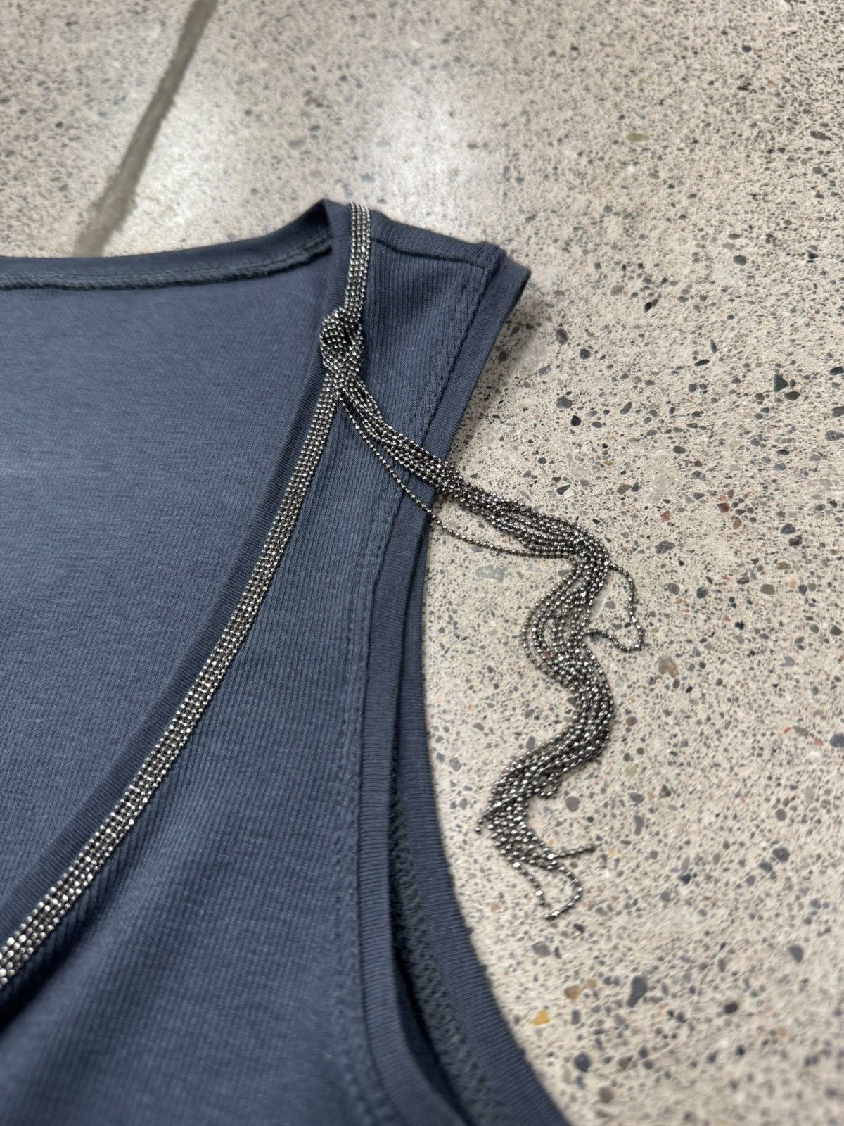 Brunello Cucinelli Brunello Cucinelli Silver ‘Necklace’ Ribbed Tank Top Size US M / EU 48-50 / 2 - 3 Thumbnail
