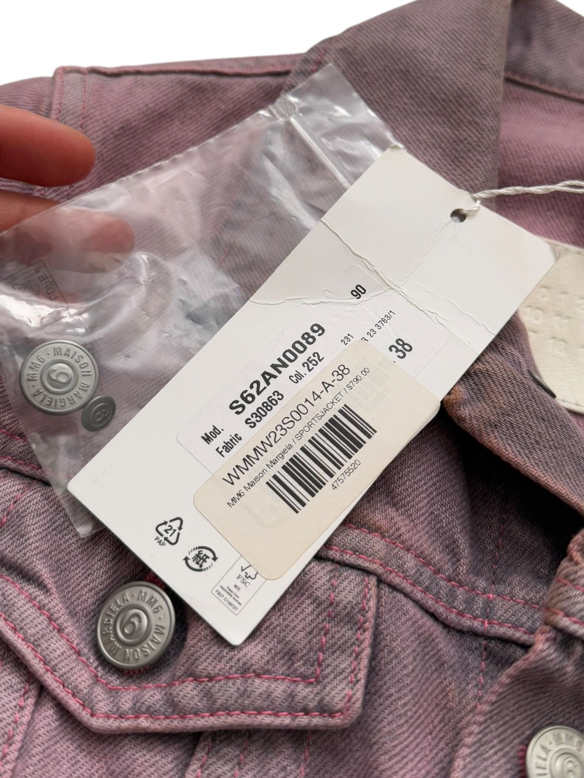 Maison Margiela Faded Cropped Pink Denim Jacket Size XS / US 0-2 / IT 36-38 - 9 Thumbnail