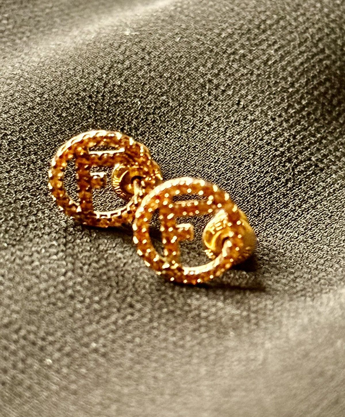 Fendi AUTHENTIC FENDI Rhinestone Rose Gold Earrings Size ONE SIZE - 4 Thumbnail