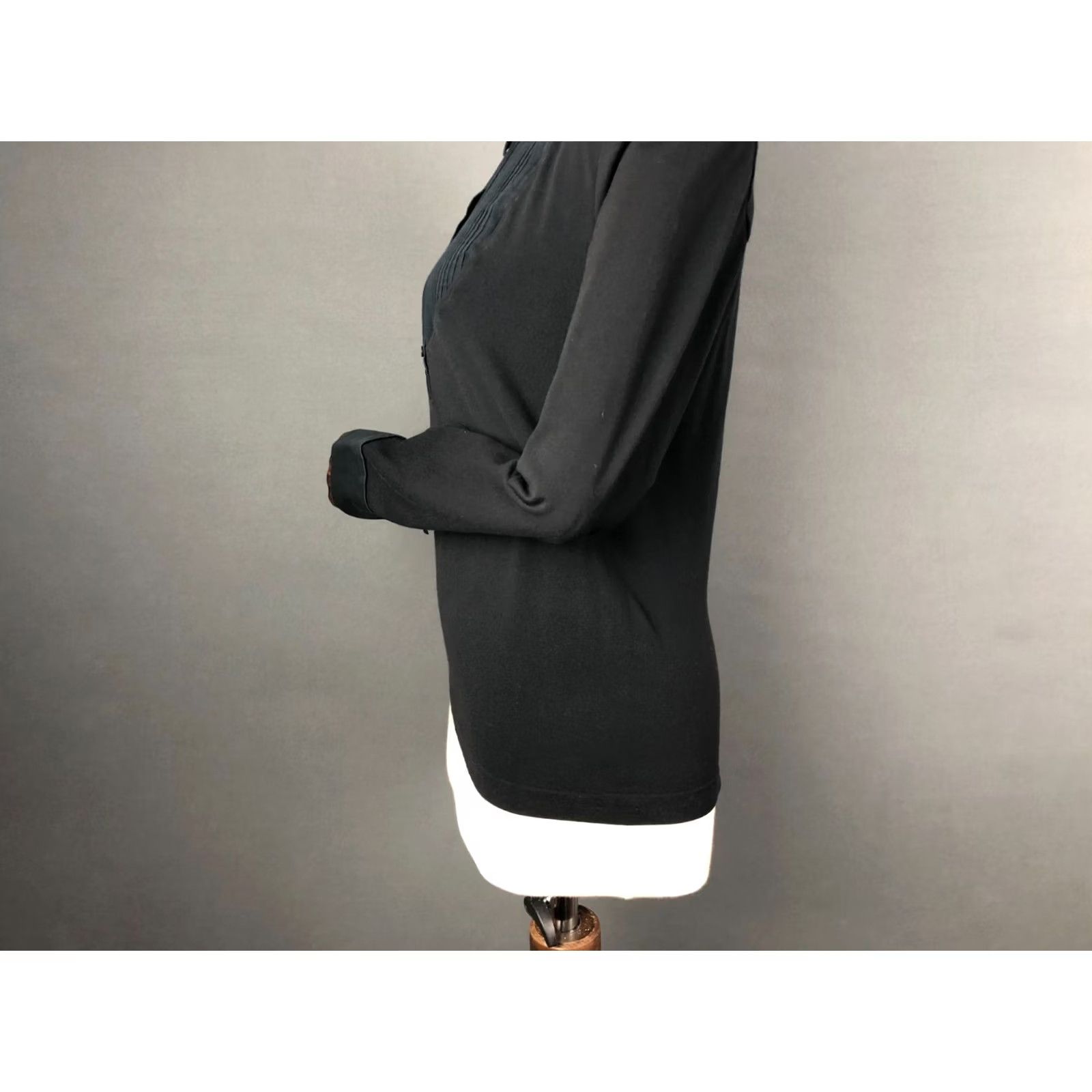 Wolford Wolford Button-Up Shirt Womens L Black Cotton Elastane Pleated Formal Shirt Cap Sleeve? Size L / US 10 / IT 46 - 6 Thumbnail