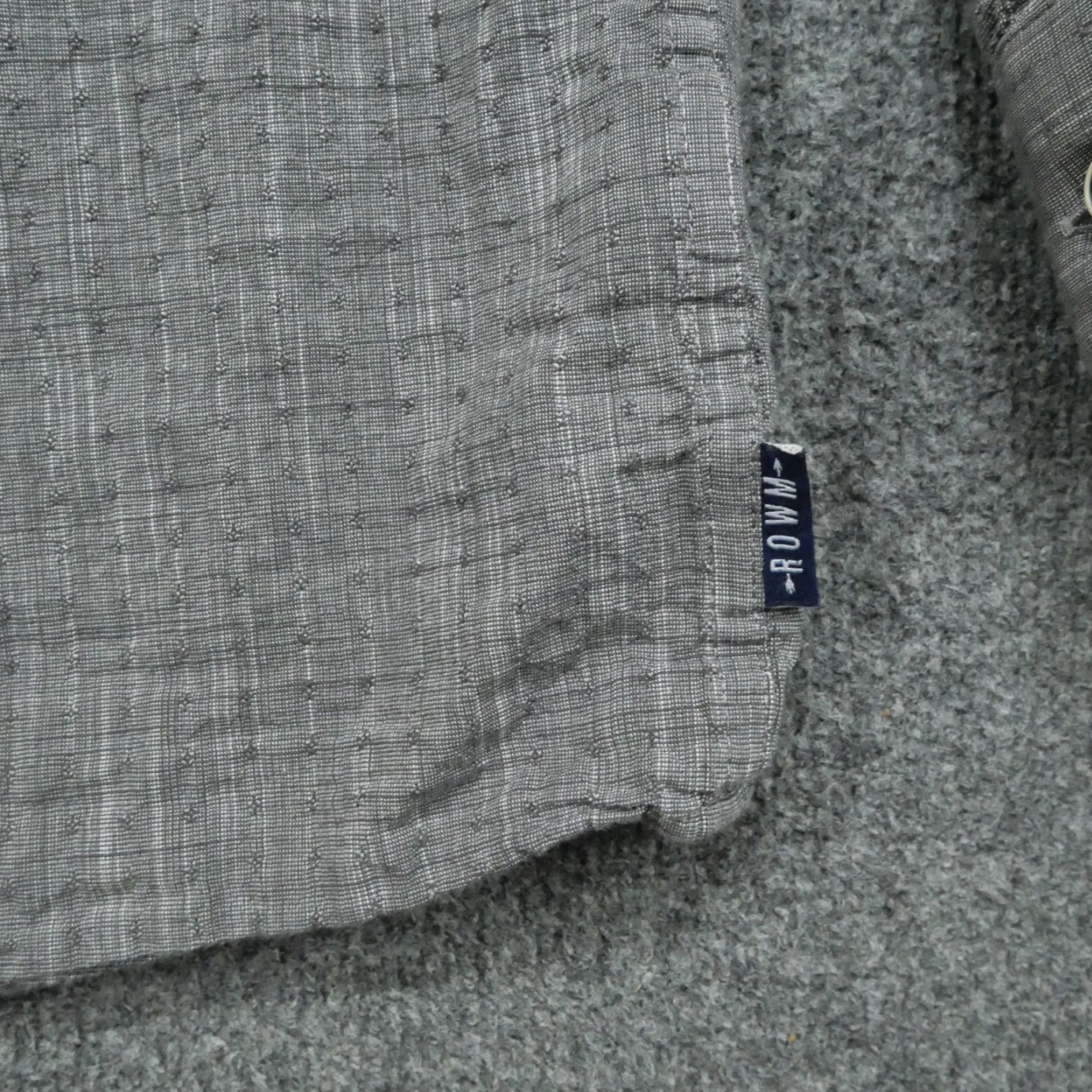 Vintage Rowm Shirt Mens LT Large Tall Grey Textured Button Down Cotton Shirt Size US L / EU 52-54 / 3 - 2 Thumbnail