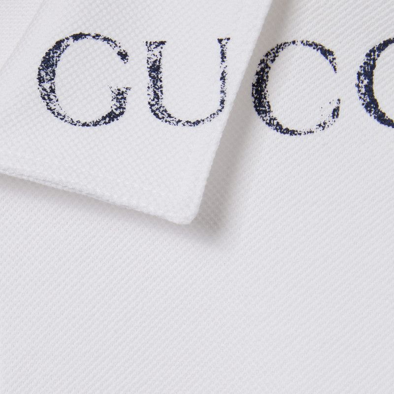 Gucci o1mt1gz0226 Printed Cotton Polo Shirt in White Size US M / EU 48-50 / 2 - 7 Thumbnail