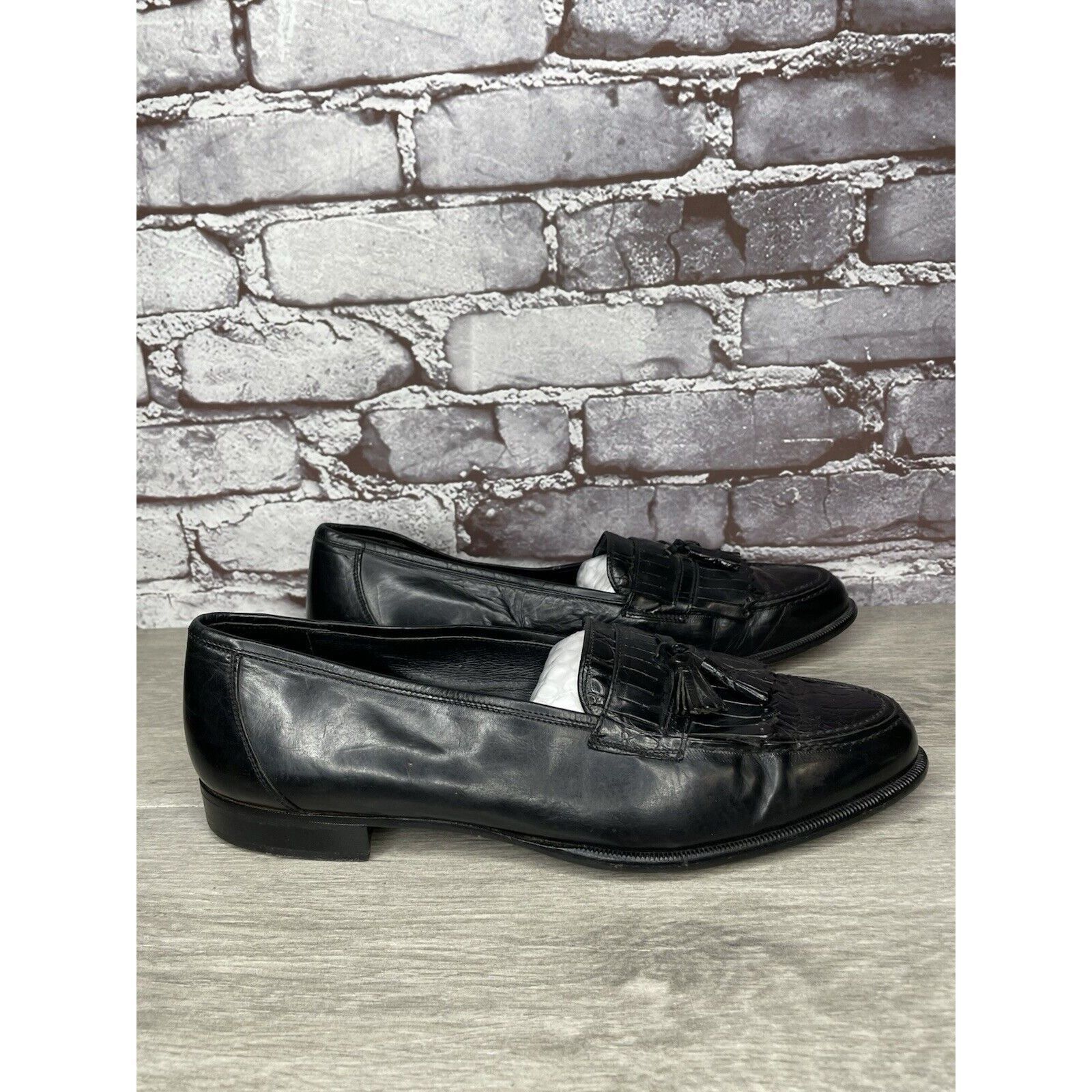 Other San Remo Black Leather Croc Kilte Tassel Dress Loafers Men S Size US 9.5 / EU 42-43 - 3 Thumbnail