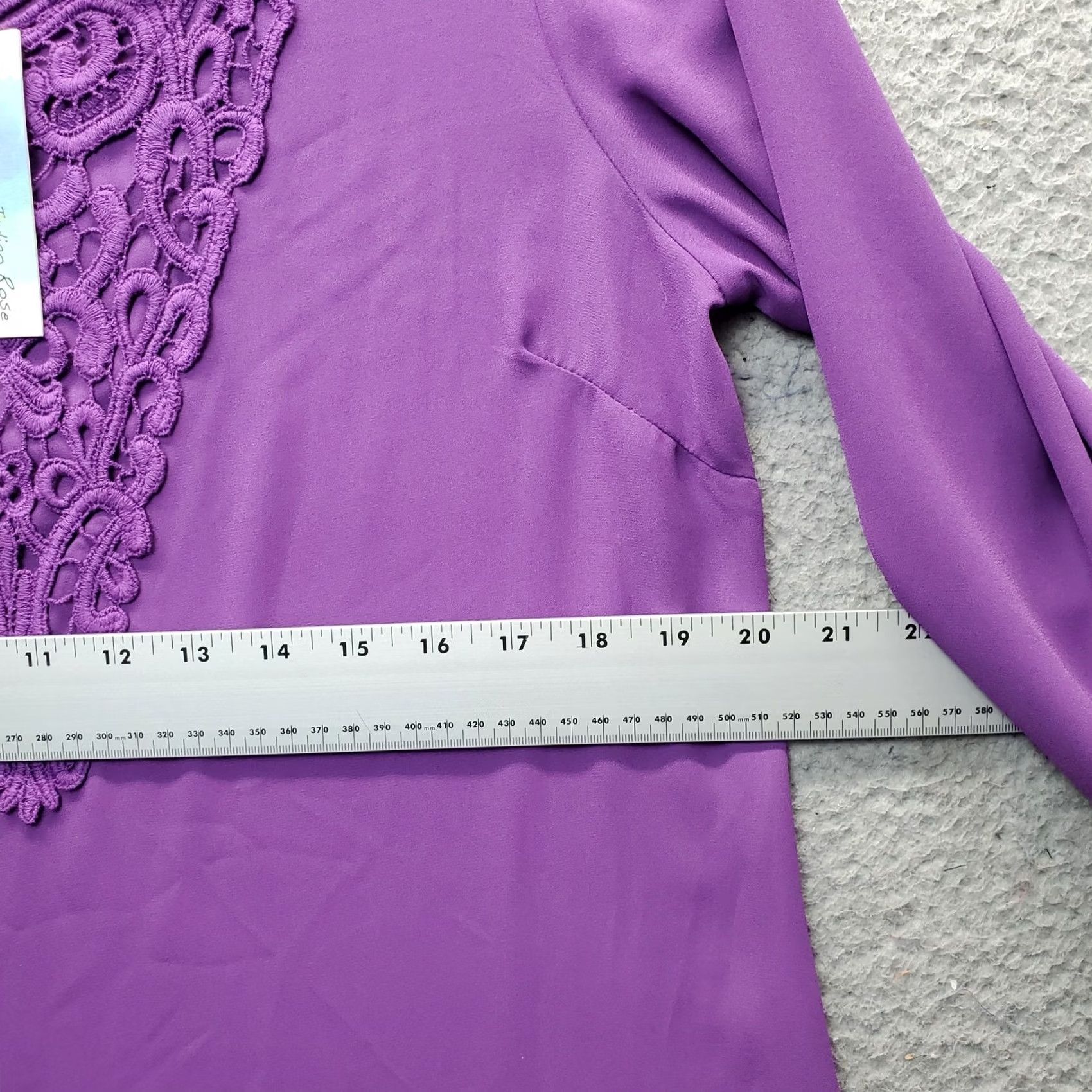 Vintage Indigo Rose Tunic Top Womens Size M Purple Balloon Sleeve Crochet Lace Scoop Neck Shirt Size M / US 6-8 / IT 42-44 - 4 Thumbnail
