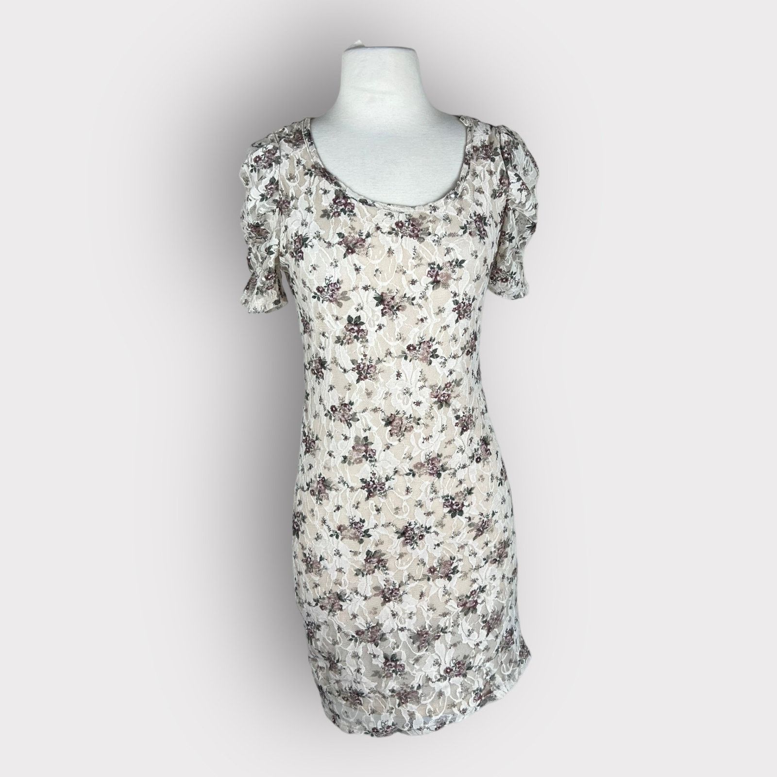 Forever 21 Forever 21 | Taupe Floral Lace Bodycon Dress | Medium Size M / US 6-8 / IT 42-44 - 1 Thumbnail