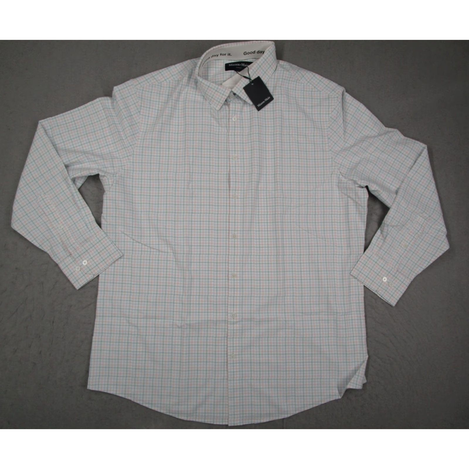 Mizzen+Main Mizzen+Main Leeward Shirt Mens XL White Cameron Plaid Classic Dress Long Sleeve Size 46R - 4 Thumbnail