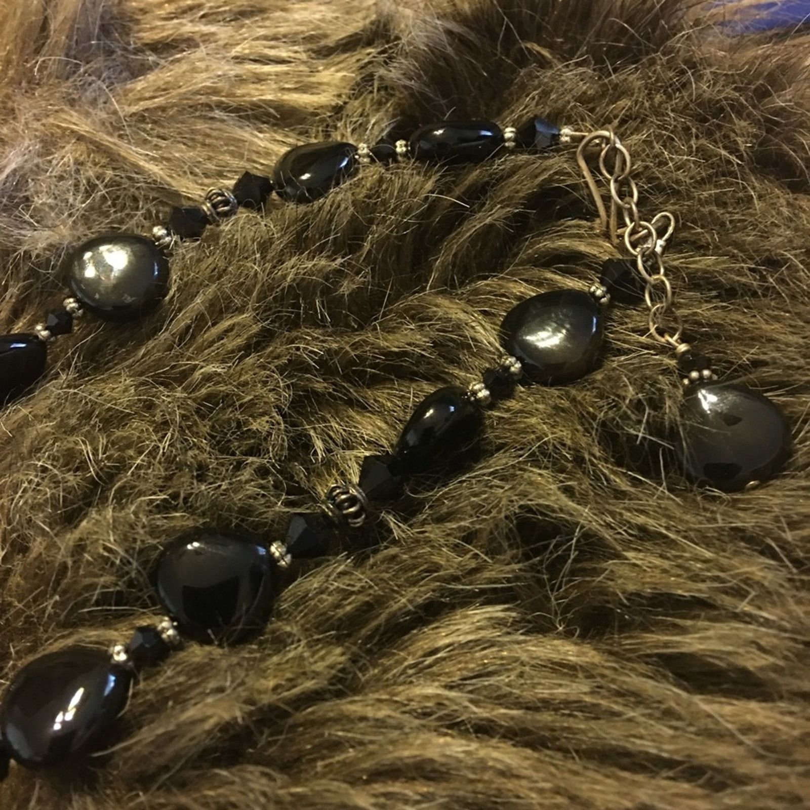 Vintage Vintage black glass gem cut out pendant necklace Size ONE SIZE - 11 Thumbnail