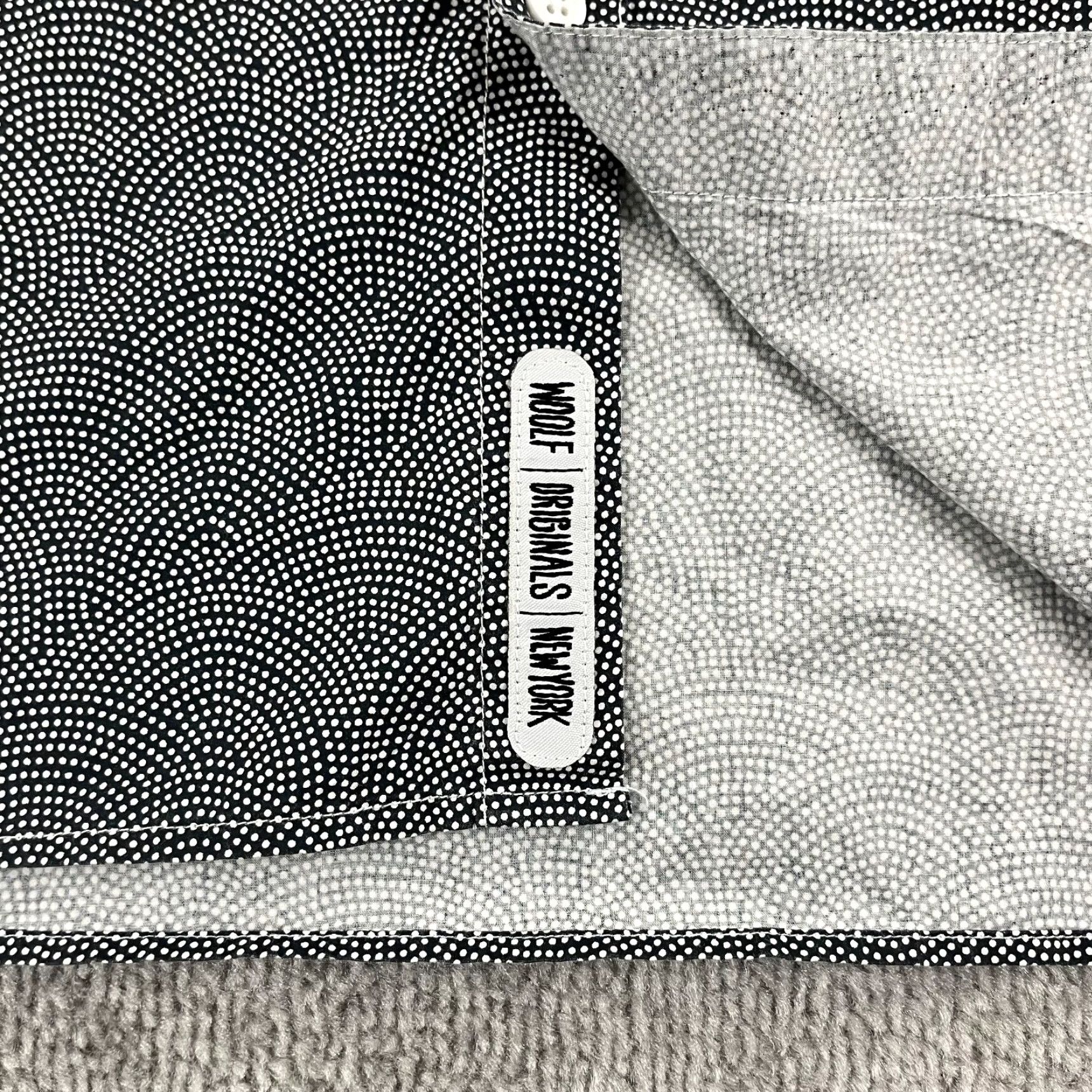 Sea New York WOOLF NEW YORK Shirt Mens Large White Black Abstract Geometric Button Up S/S WON Size US L / EU 52-54 / 3 - 2 Thumbnail
