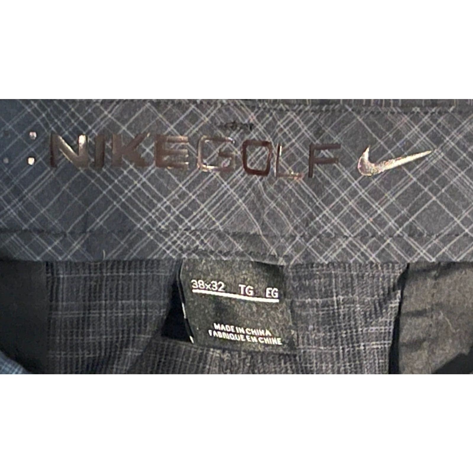 Nike Nike Golf Pants Mens Regular 38 x 32 Gray Plaid Chino Dri-Fit Belt Loops Pockets Logo Button Straight Leg Size US 38 / EU 54 - 2 Thumbnail