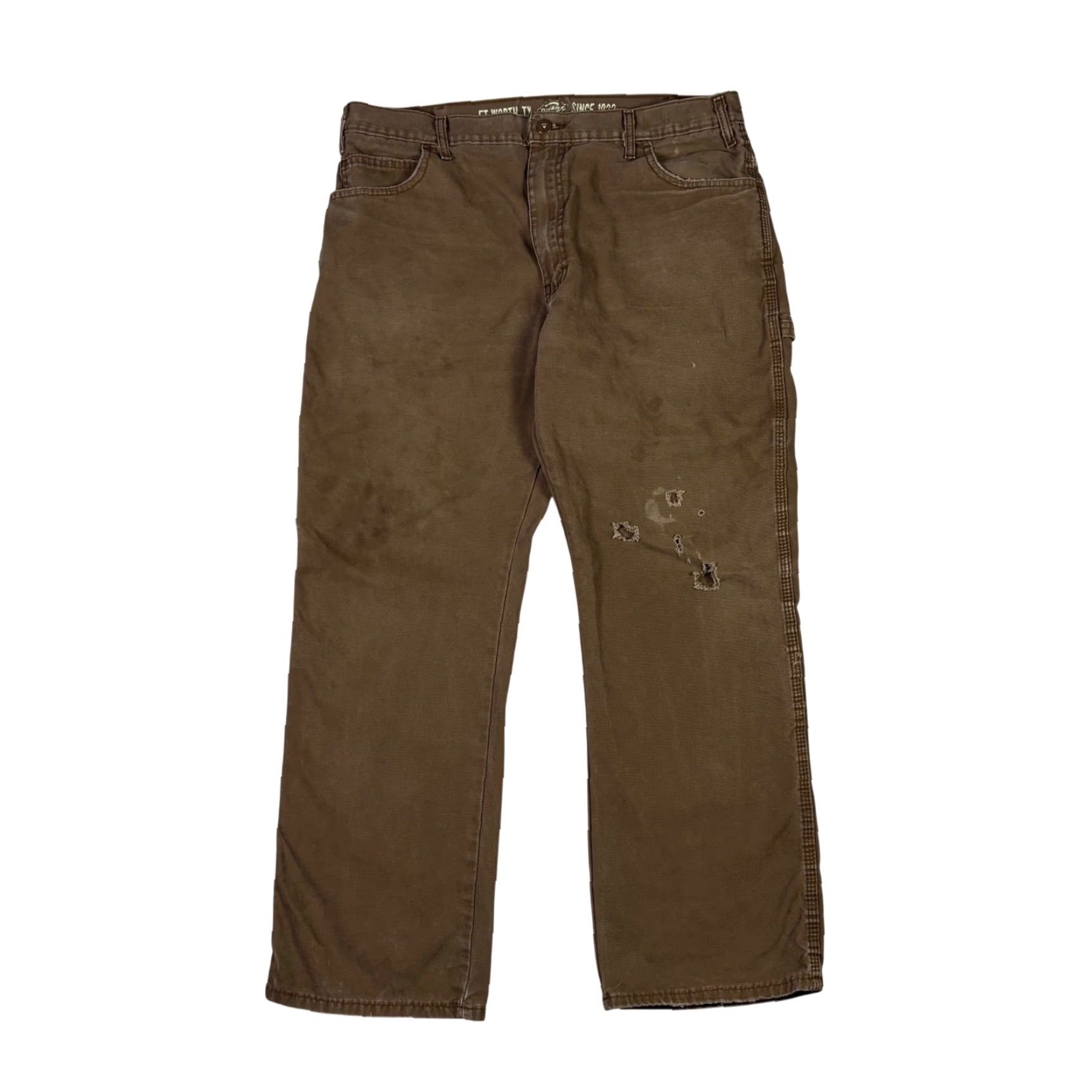 Dickies Dickies Pants Mens 34x30 Brown Canvas Workwear Distressed 5-Pocket Cargo Cargo Pants Workwear Mens Brown 90s Distressed Size US 34 / EU 50 - 2 Thumbnail