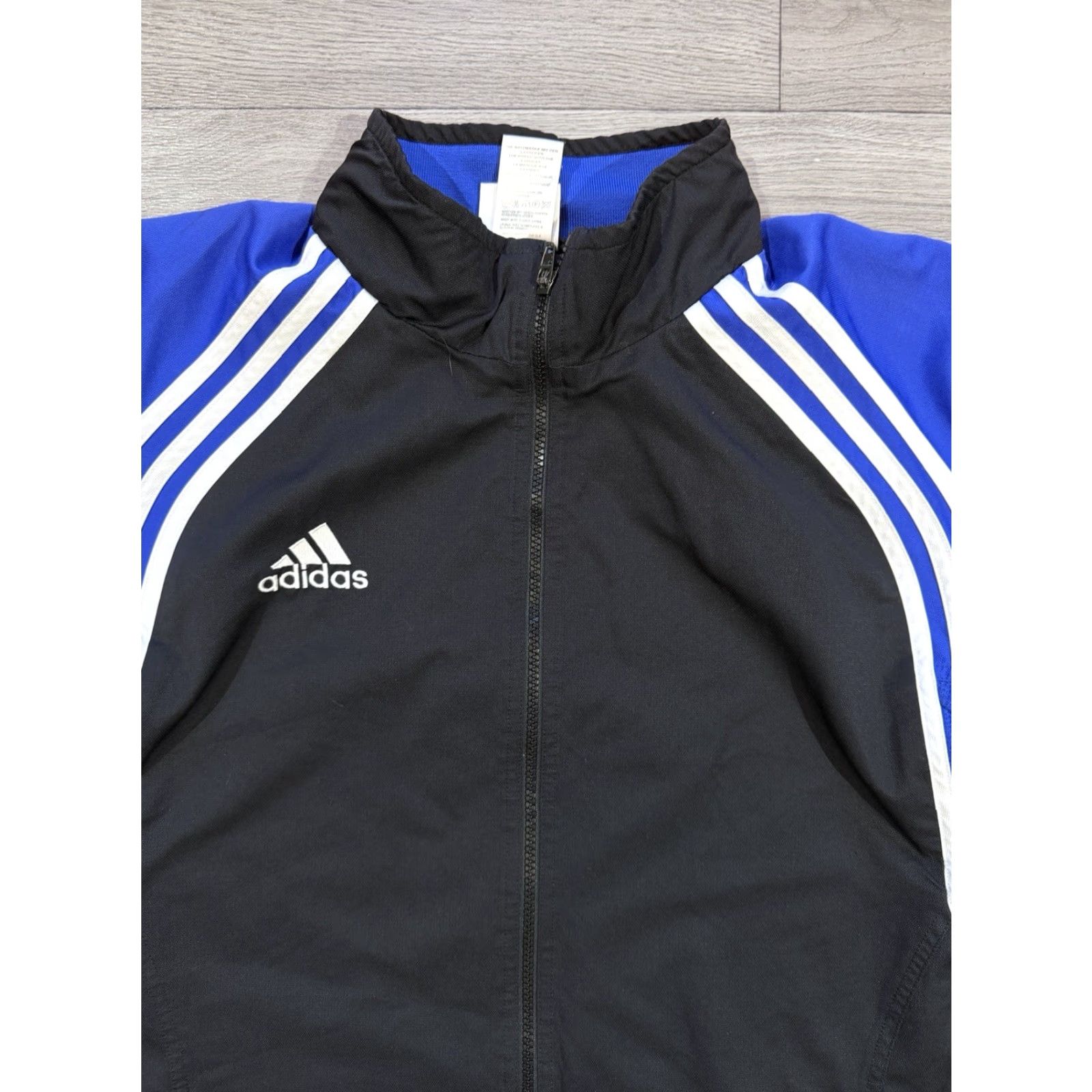 Adidas VINTAGE adidas Track Jacket Men's 46/48 Full Zip Black/Blue 2000s Training JC79 Size US S / EU 44-46 / 1 - 5 Thumbnail
