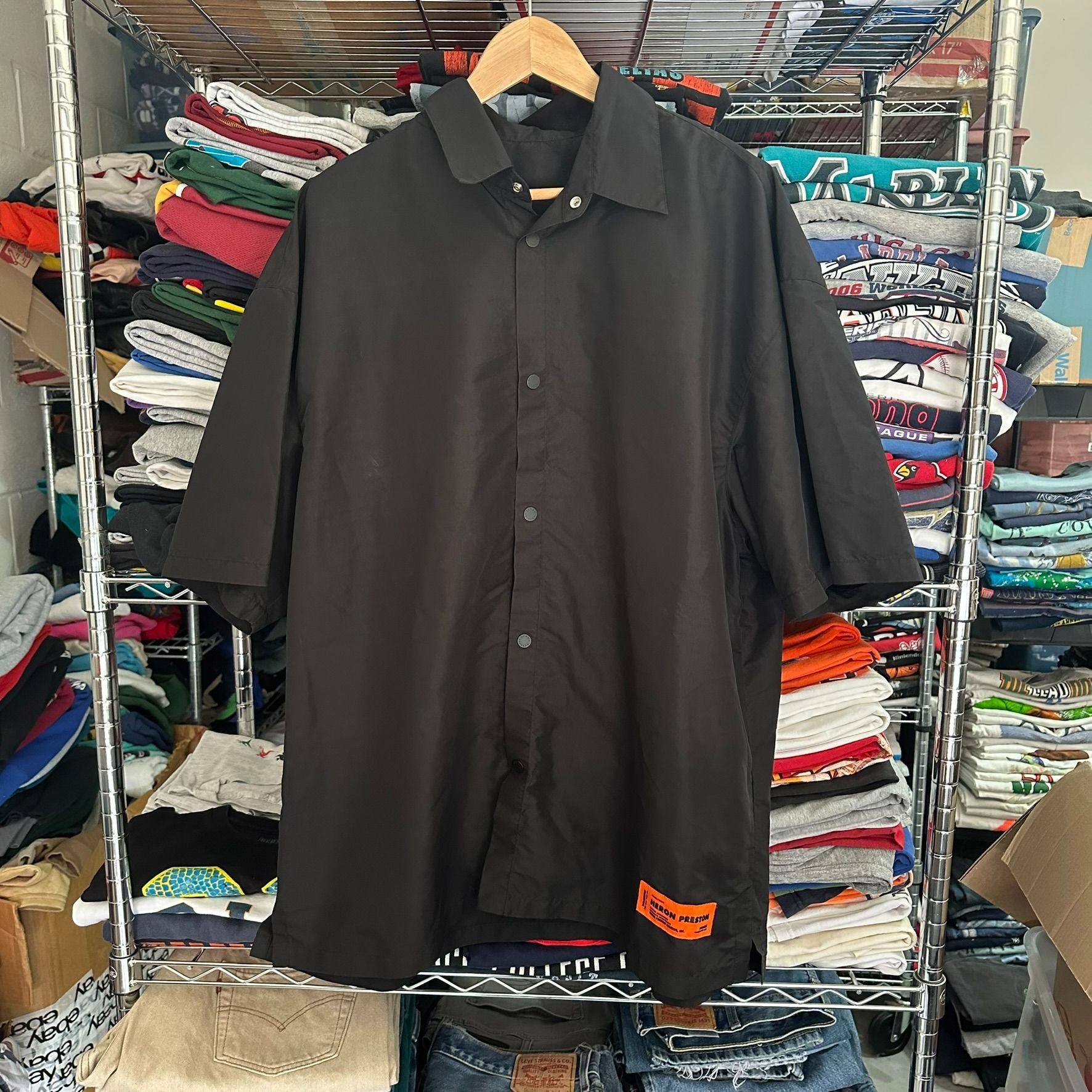 Heron Preston Heron Preston F Errythang Taffeta Bowling Shirt Black XXL SS Size US XXL / EU 58 / 5 - 4 Thumbnail